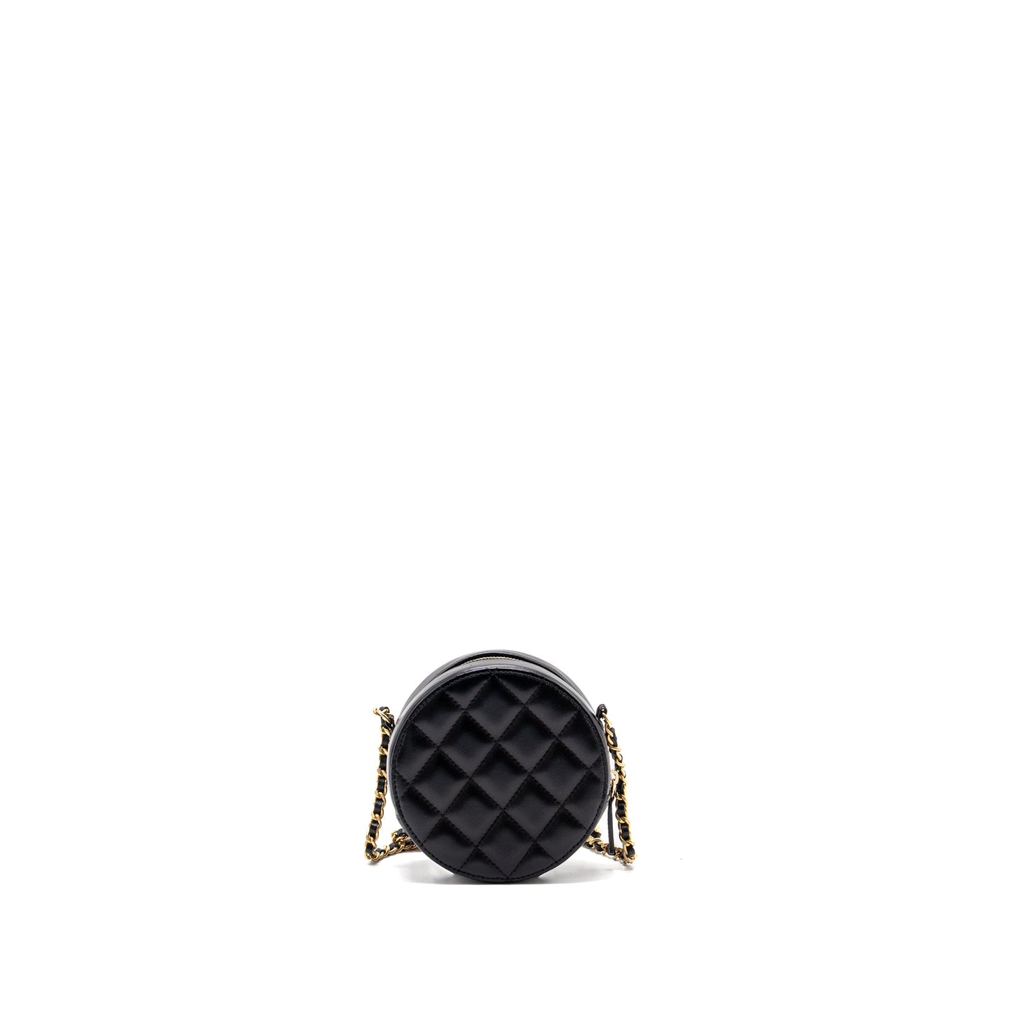 Chanel Limited Edition Charm Round Clutch With Chain Lambskin Black GHW