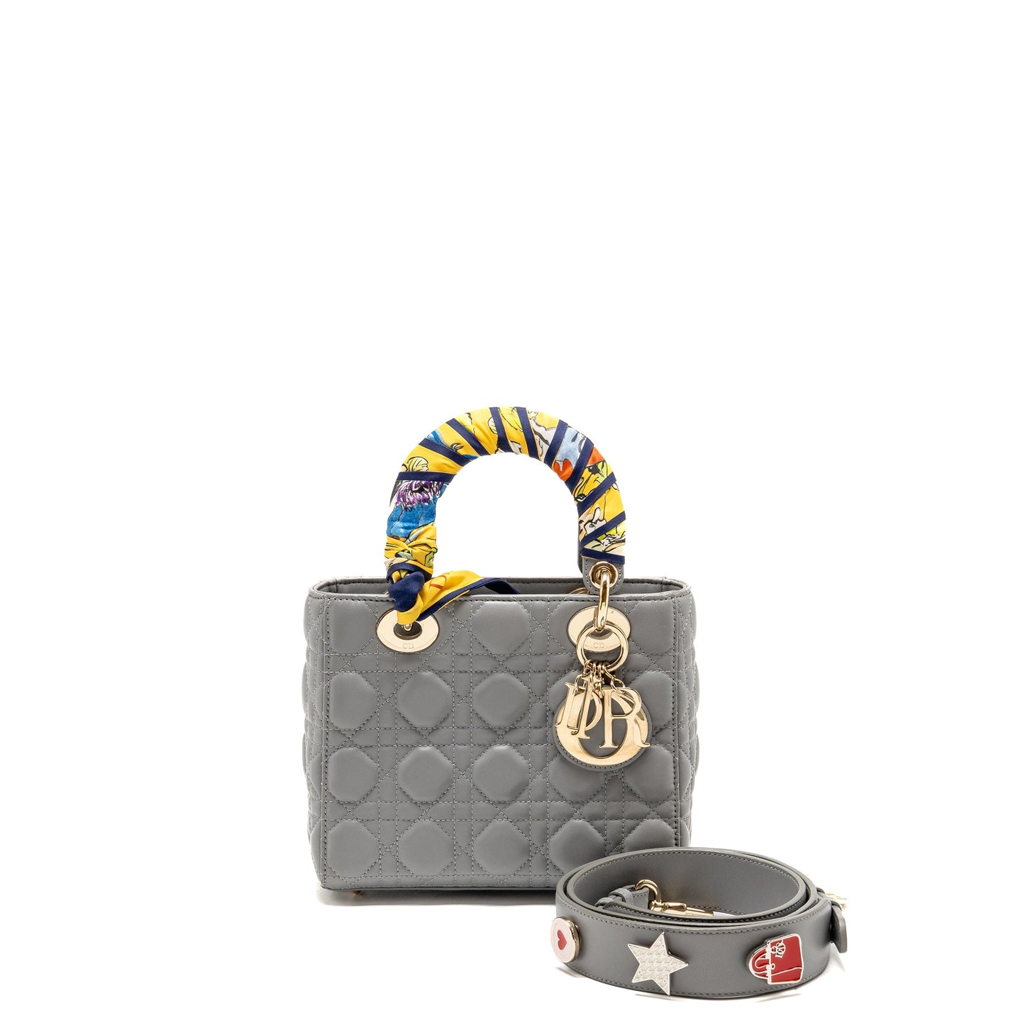 Dior Small Lady Dior My ABCDior Purse Cannage Lambskin Grey