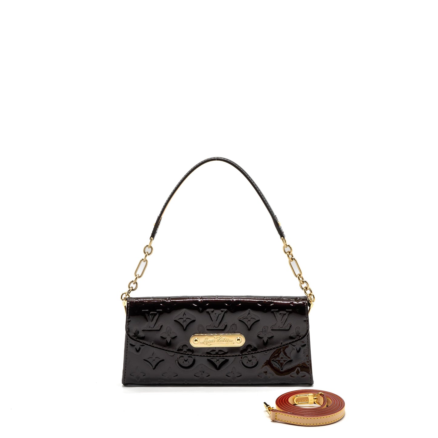 Louis Vuitton vintage sunset boulevard clutch monogram/patent Red