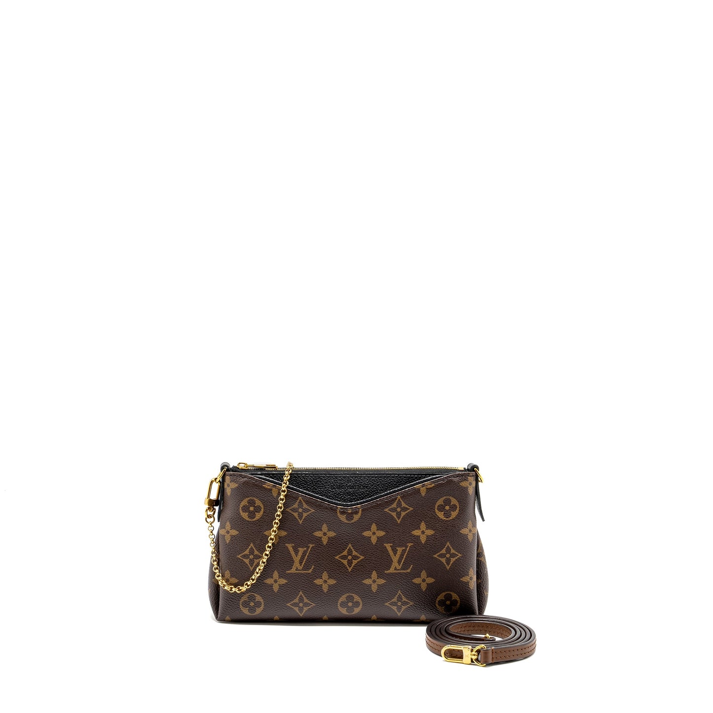 Louis Vuitton Pallas Clutch Monogram 2 Way Mini Purse Monogram Canvas/Leather Black