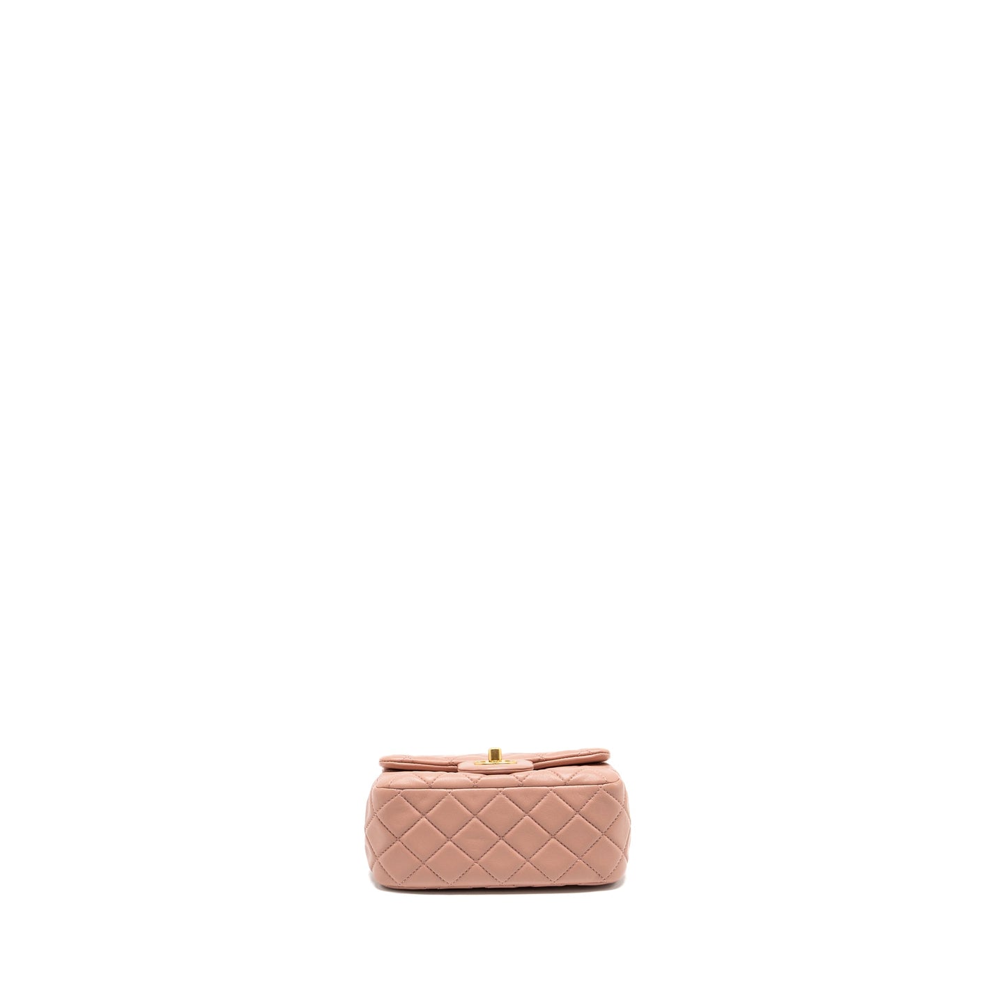 Chanel Pearl Crush Mini Square Flap Bag Lambskin Pink GHW (microchip)