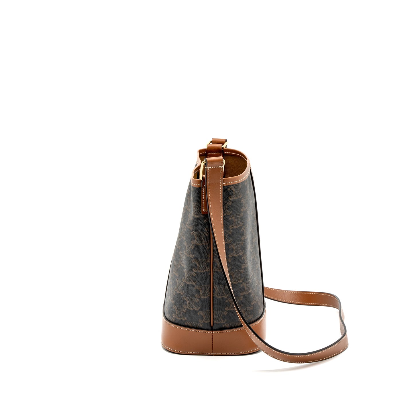 Celine Small Bucket Purse Triomphe Canvas/Calfskin Tan