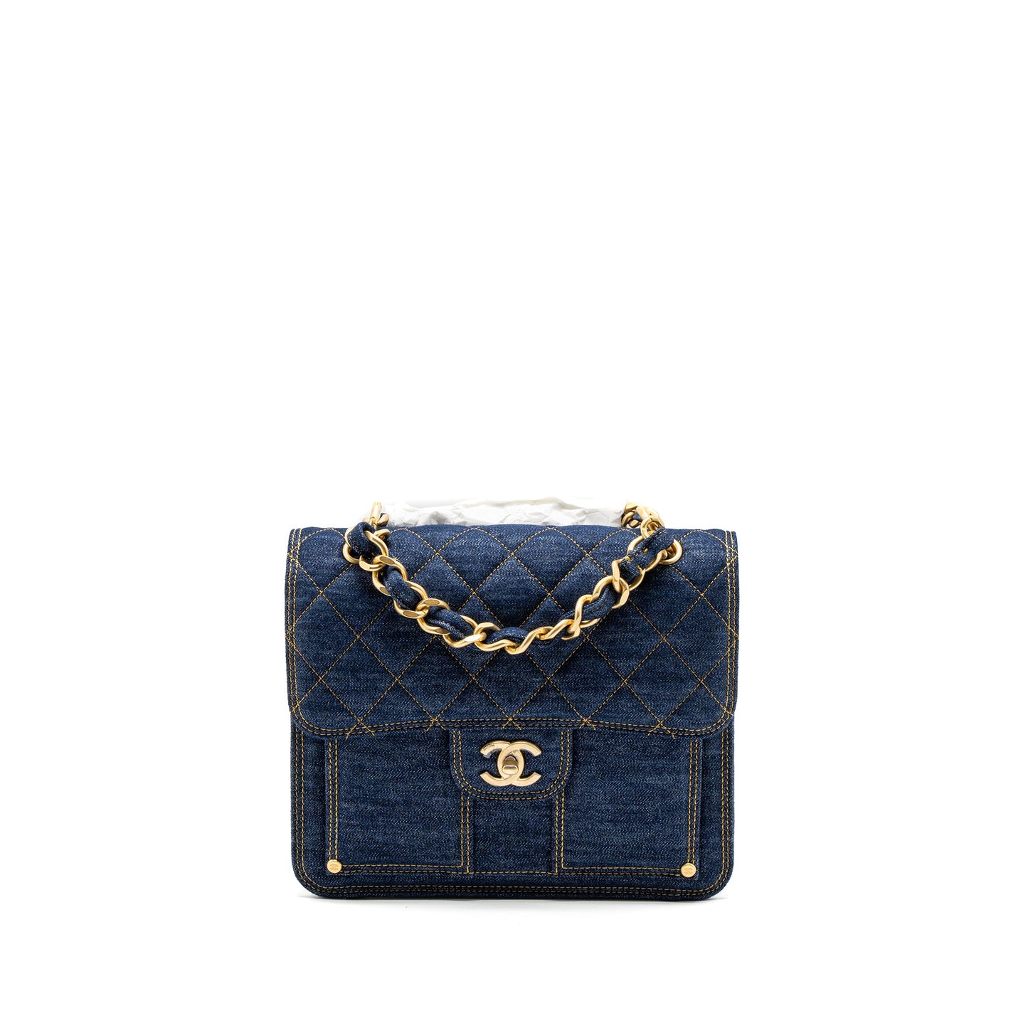 Chanel 23S Flap Backpack Denim Blue Brushed GHW (Microchip)