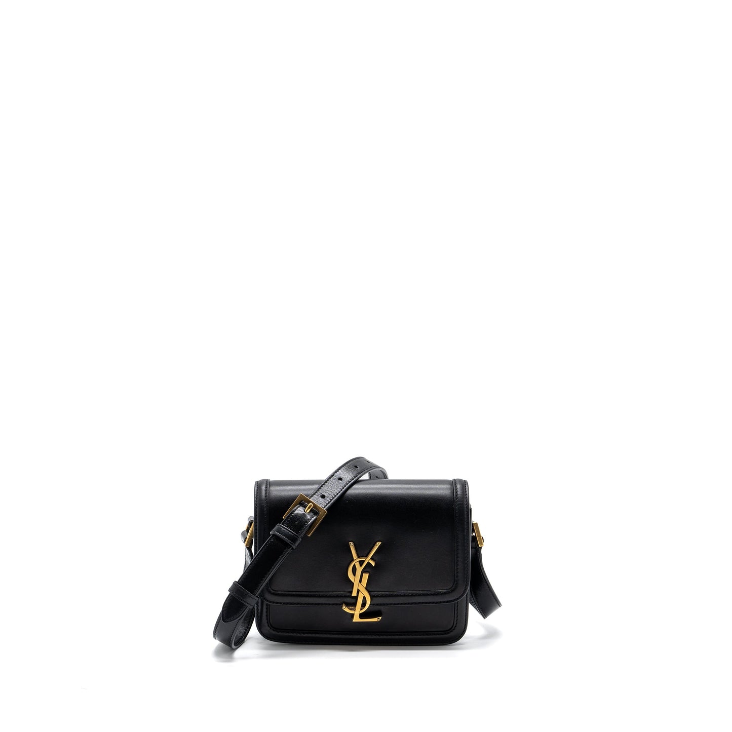Saint Laurent Small Solferino Satchel Crossbody Purse Box Calfskin Black