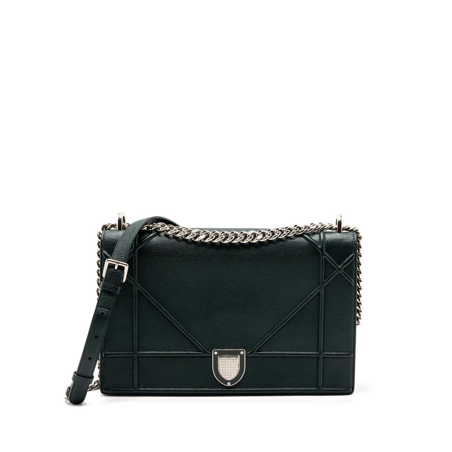 Dior Large Diorama Purse Grained Calfskin Dark Green