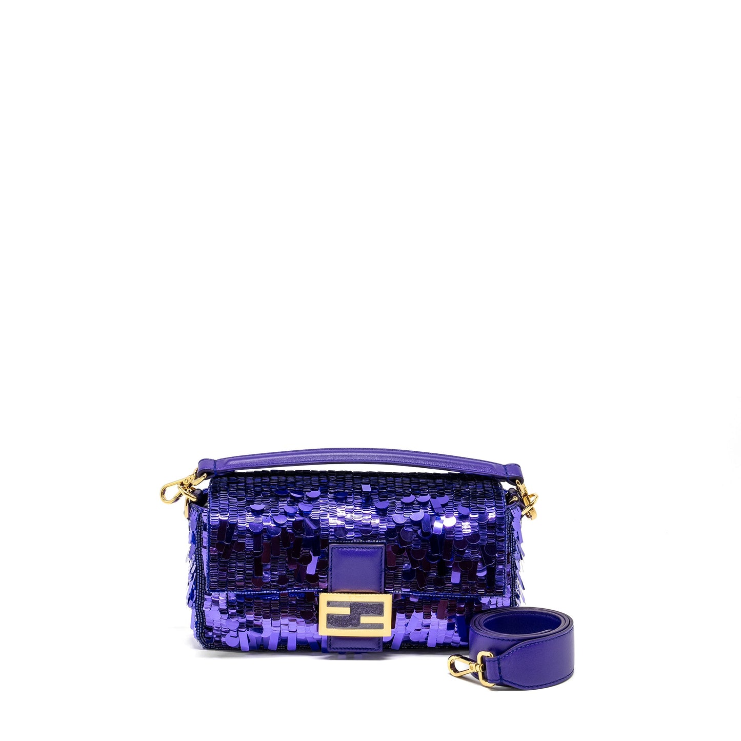 Fendi Baguette Purse Limited Edition Sequin/Leather Purple