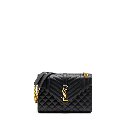 Saint Laurent/ Medium Envelope Purse Calfskin Black
