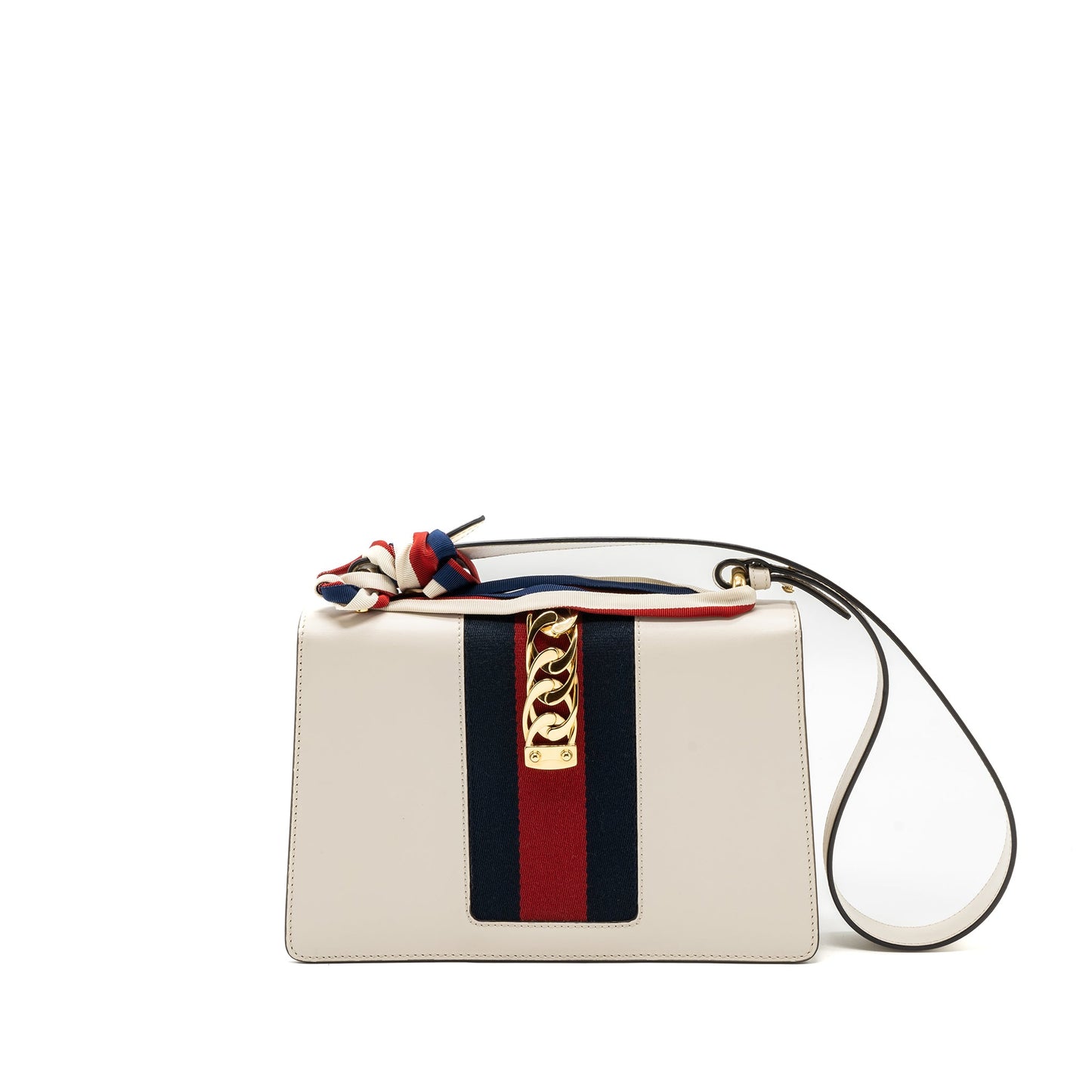 Gucci Sylvie Embroidered Mini Purse Calfskin White