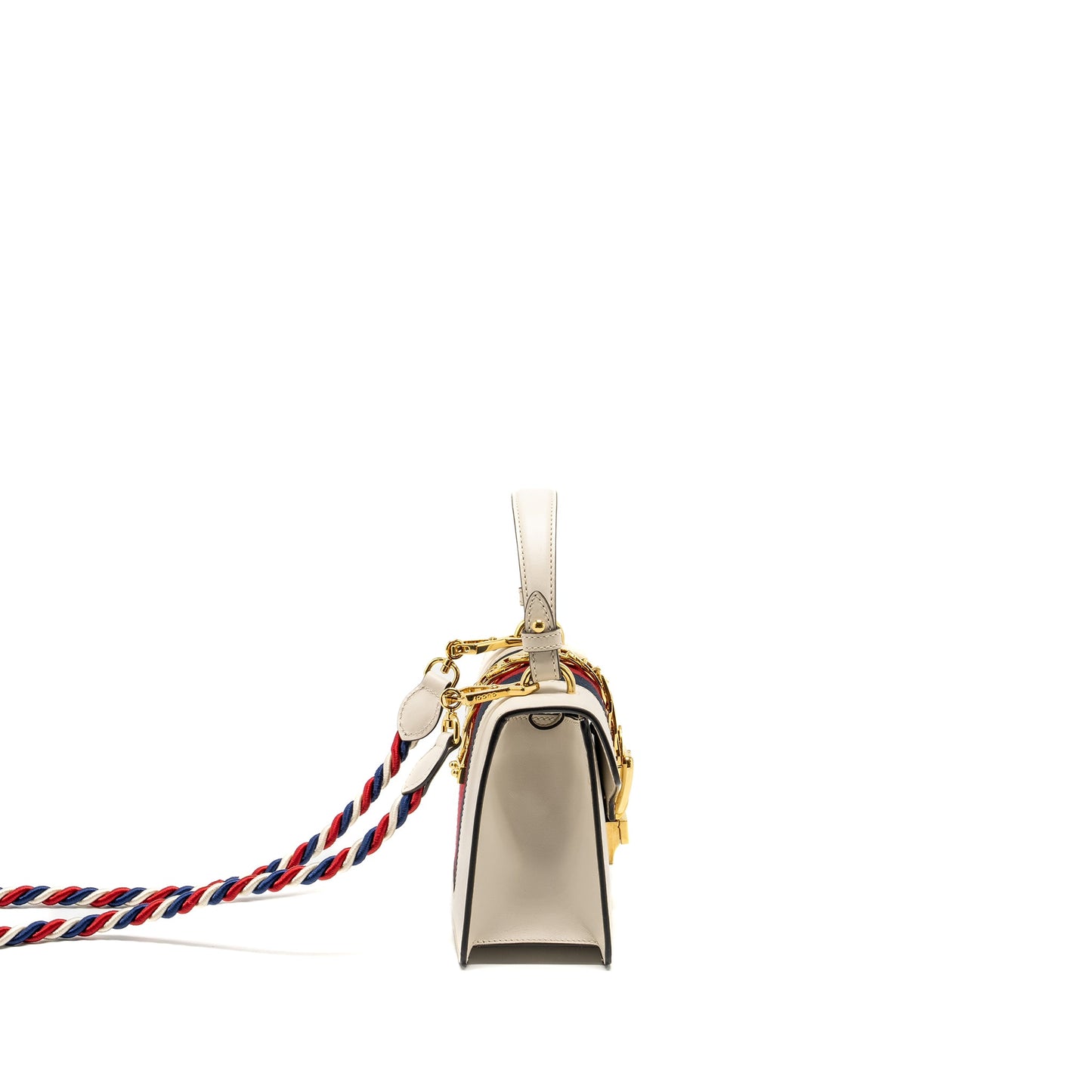 Gucci Mini Sylvie Top Handle Purse Calfskin White