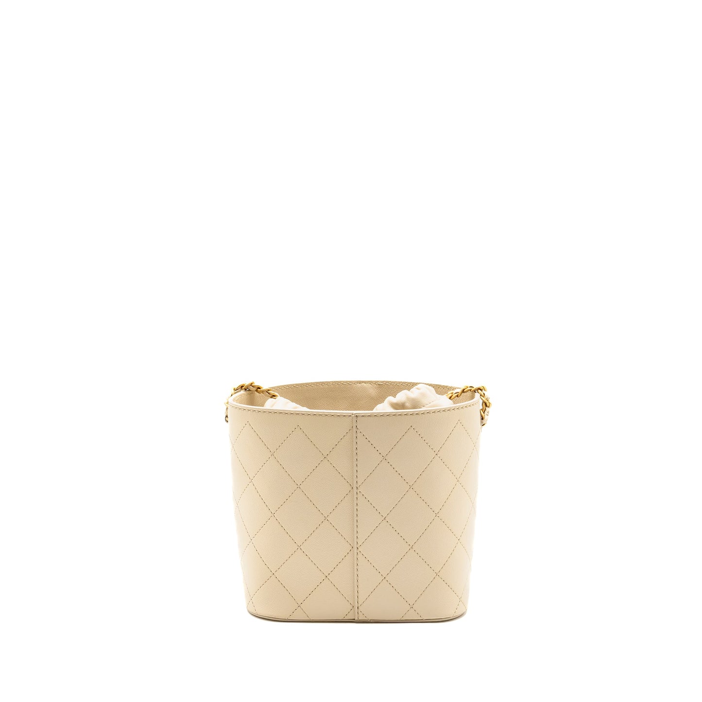Chanel bucket bag lambskin creamy white GHW