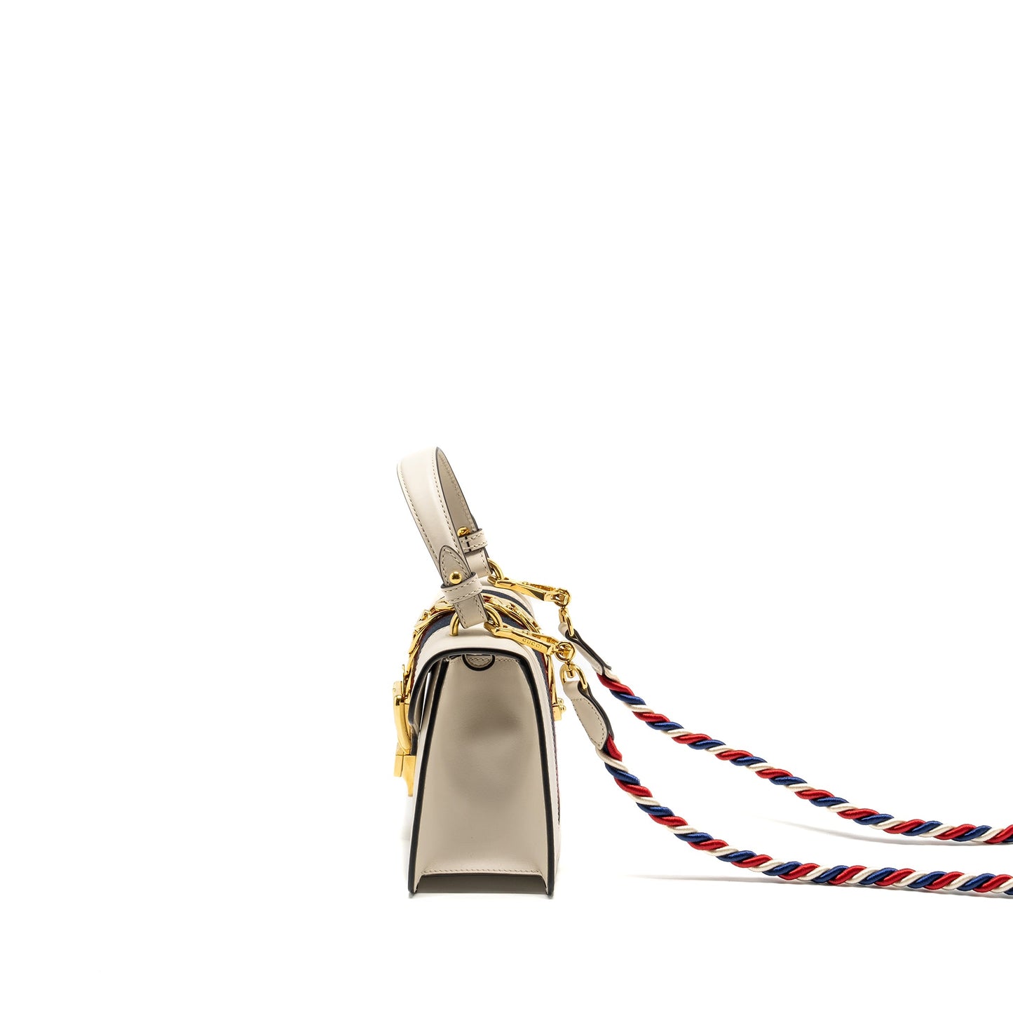 Gucci Mini Sylvie Top Handle Purse Calfskin White