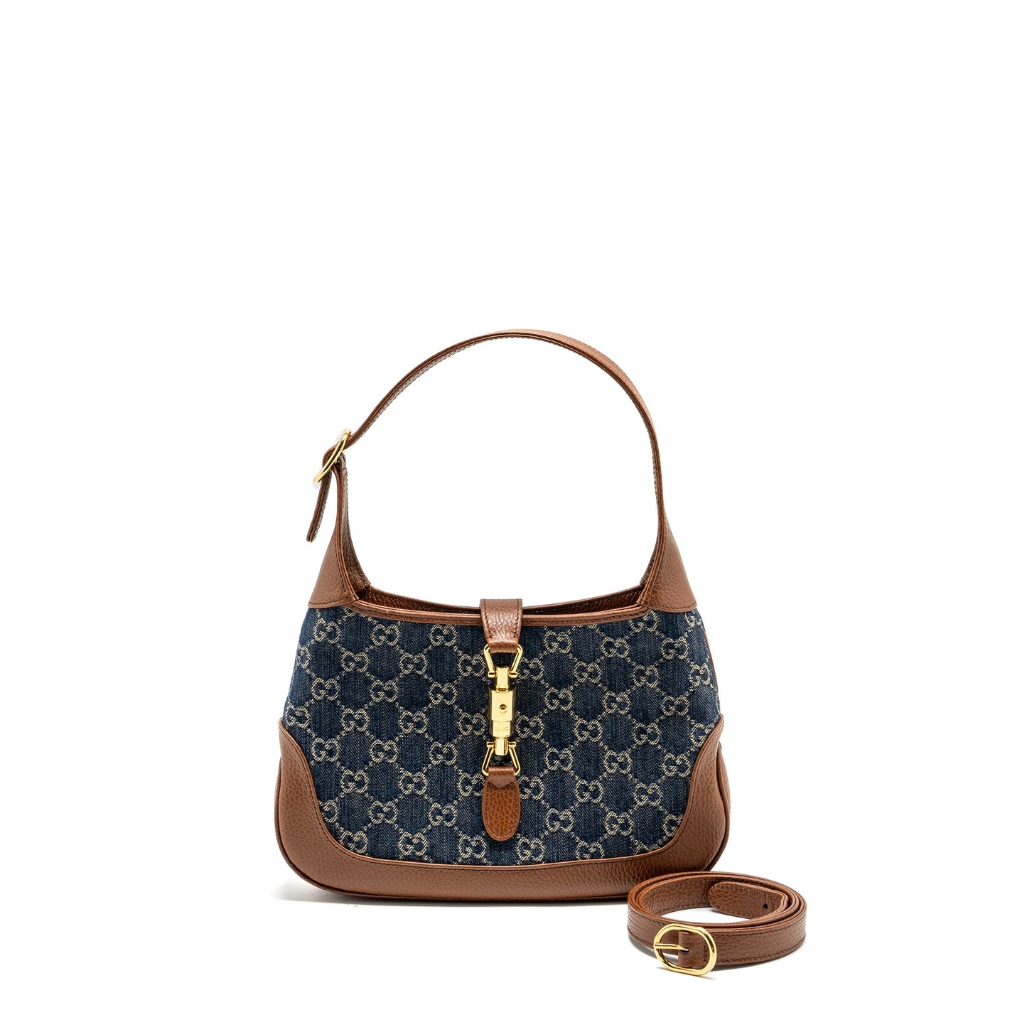 Gucci Jackie 1961 Small Mini Purse Denim/Leather Blue/Brown