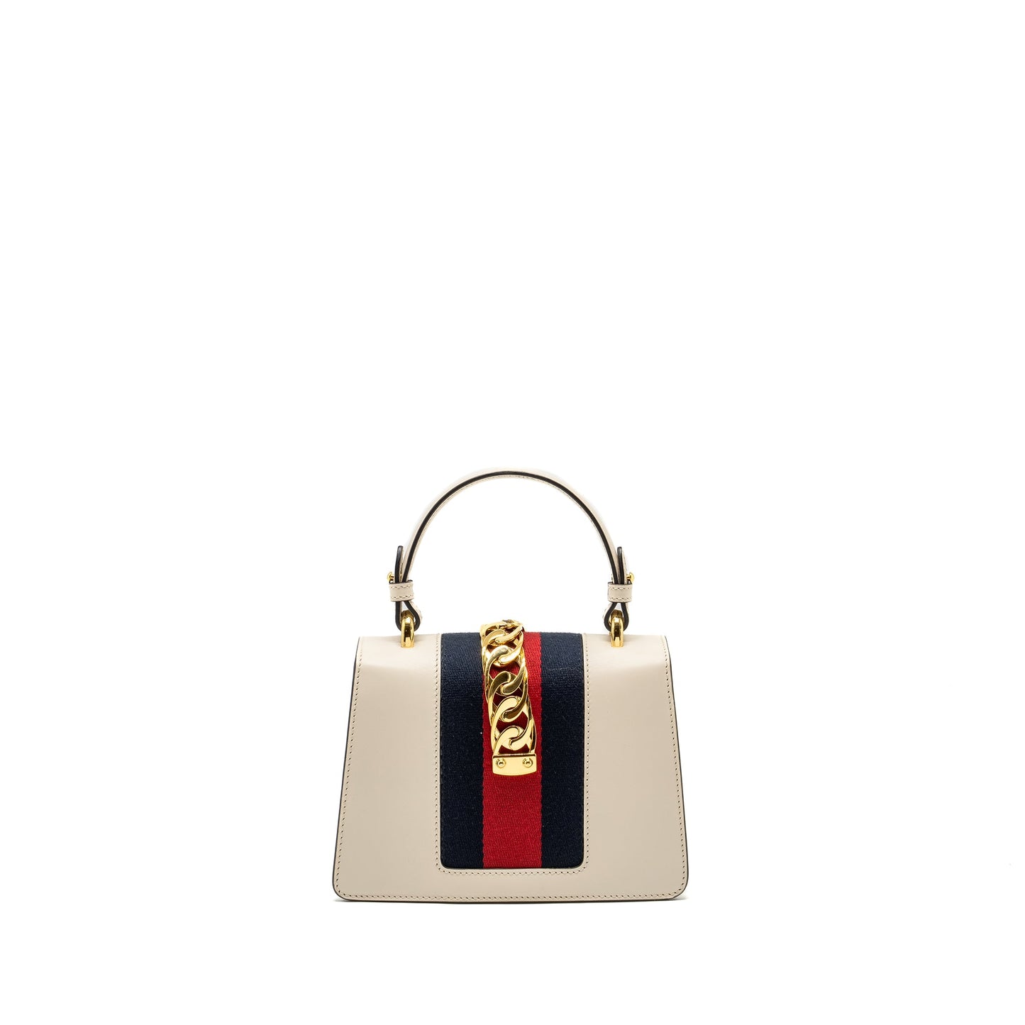Gucci Mini Sylvie Top Handle Purse Calfskin White