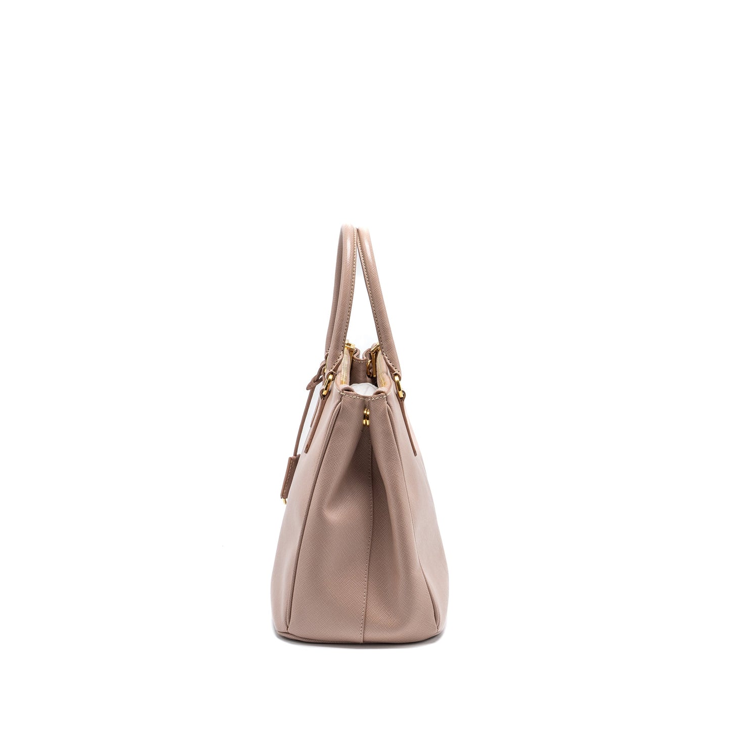 PRADA FUOCO SAFFIANO LEATHER MEDIUM DOUBLE LIGHT