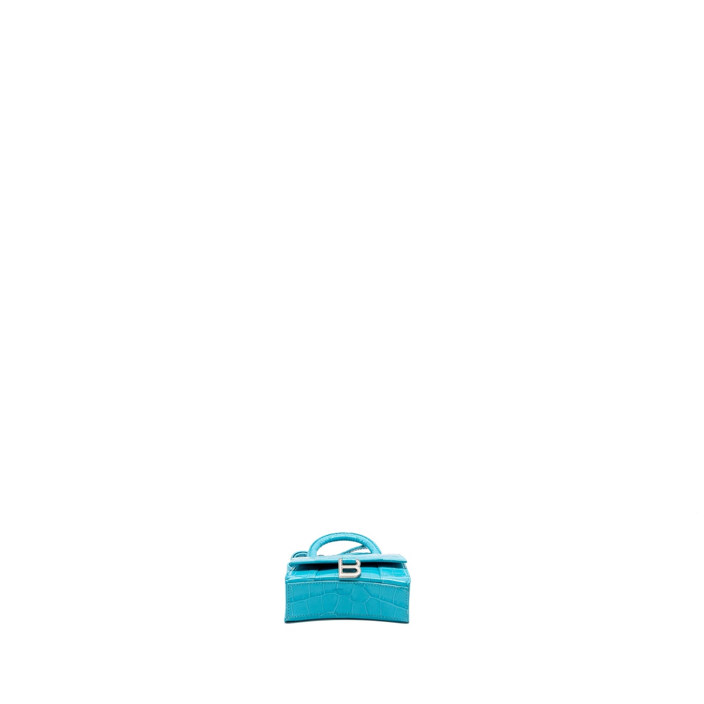 Balenciaga Mini Hourglass embossed calfskin blue