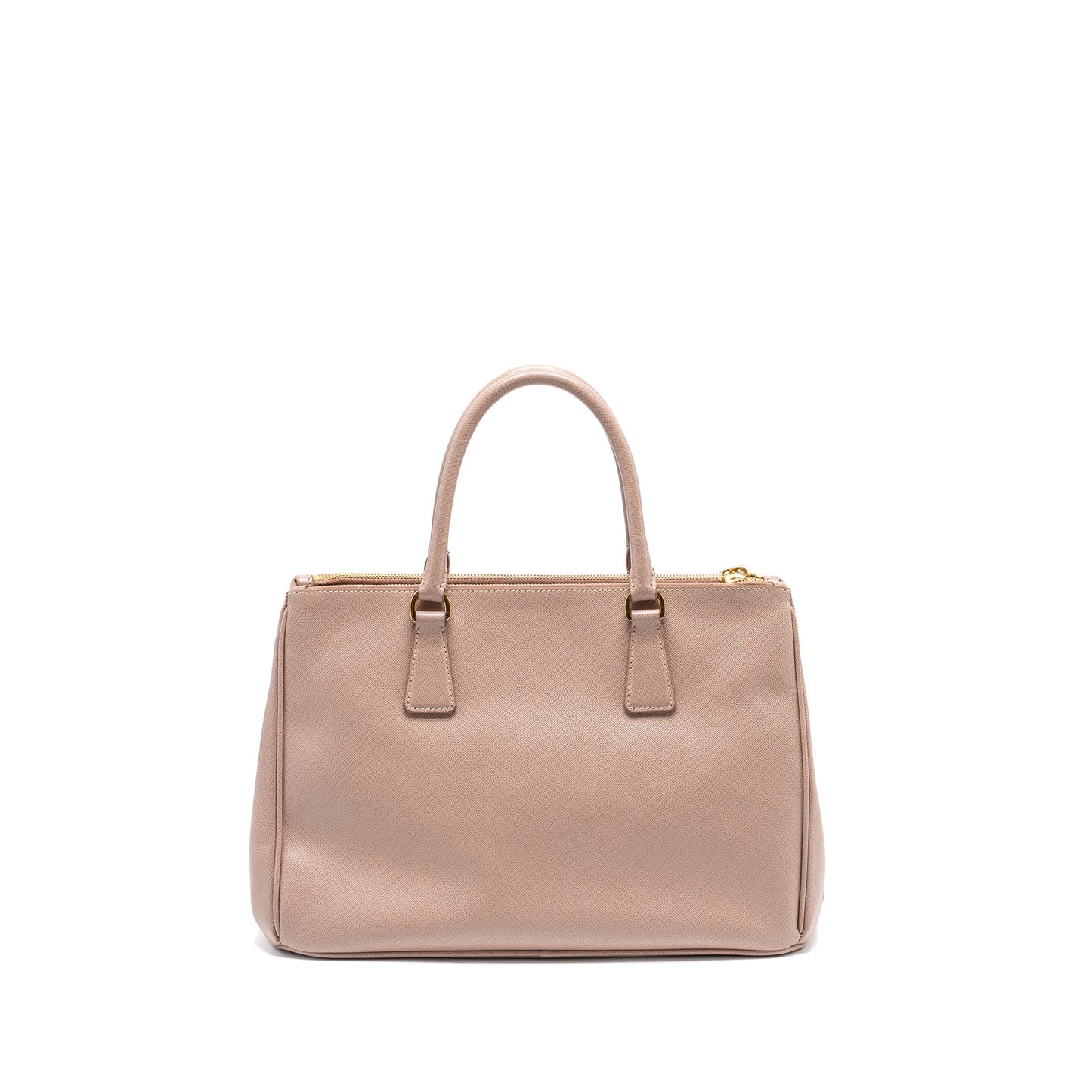 PRADA FUOCO SAFFIANO LEATHER MEDIUM DOUBLE LIGHT