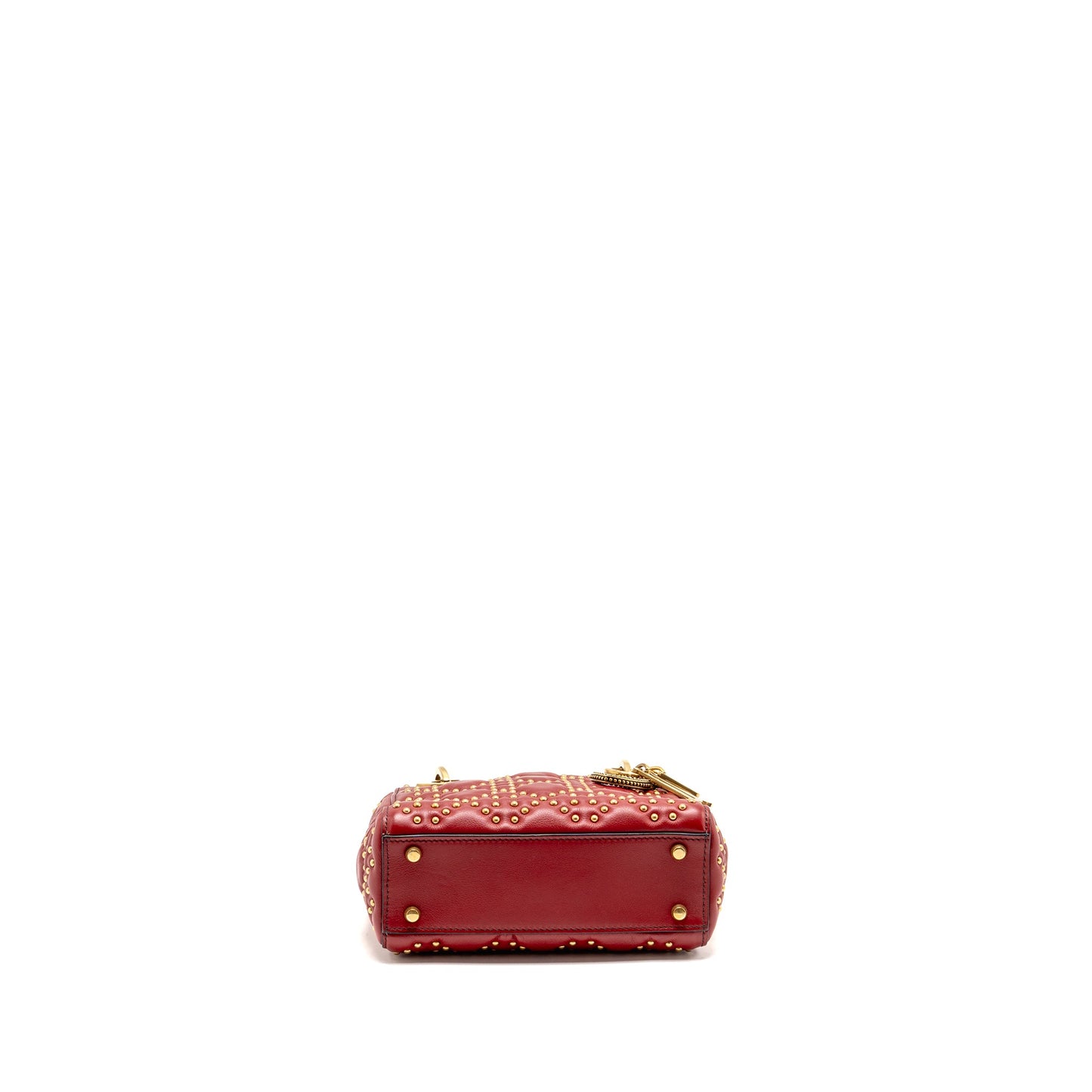 Dior Love Charm Mini Lady Dior Studded Lambskin Red