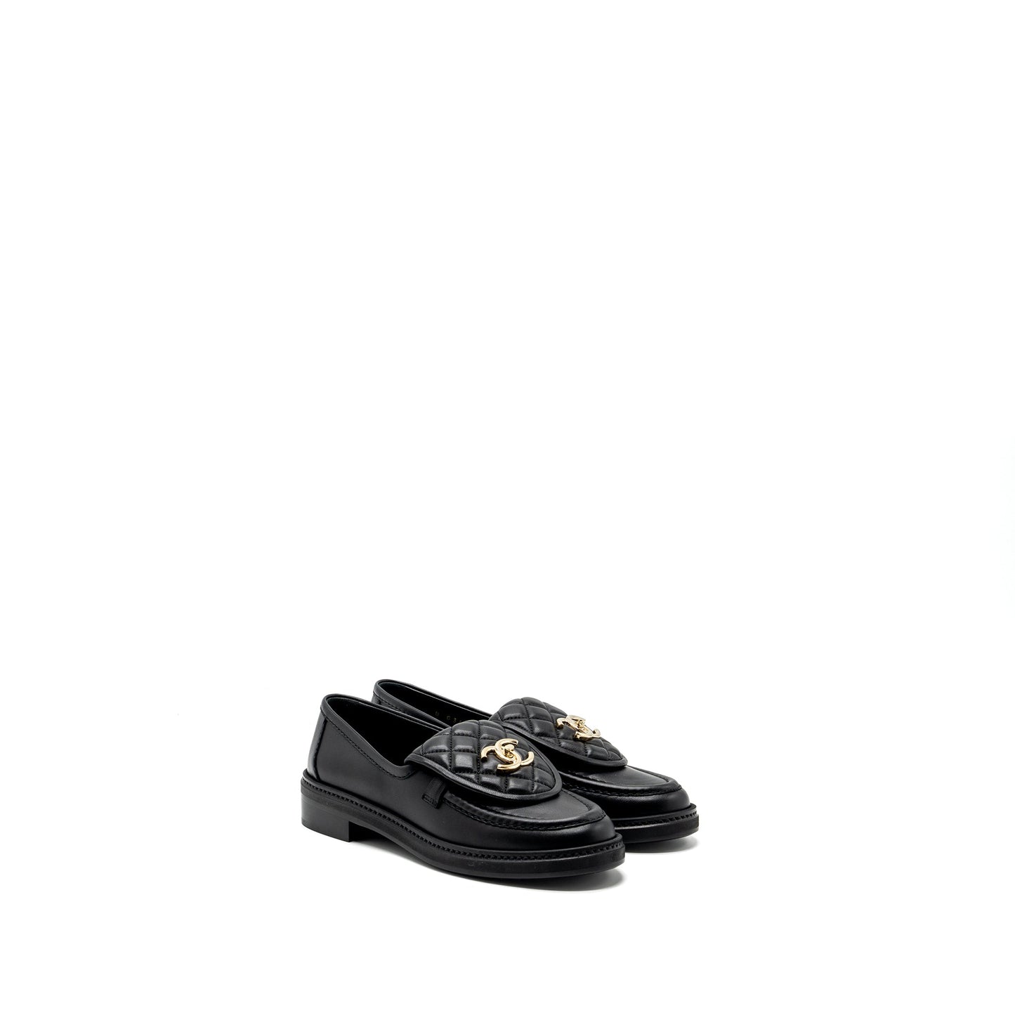 Chanel size 36 CC Turnlock loafers black LGHW