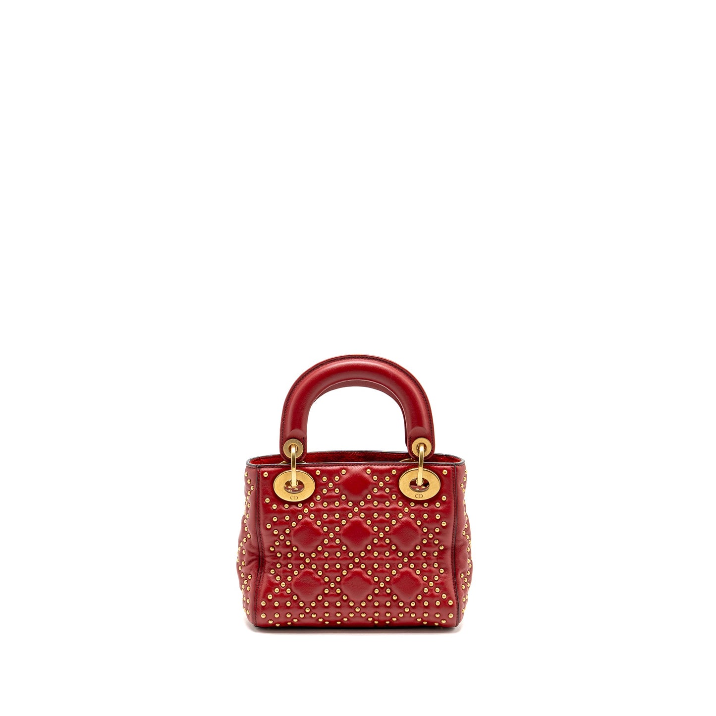 Dior Love Charm Mini Lady Dior Studded Lambskin Red