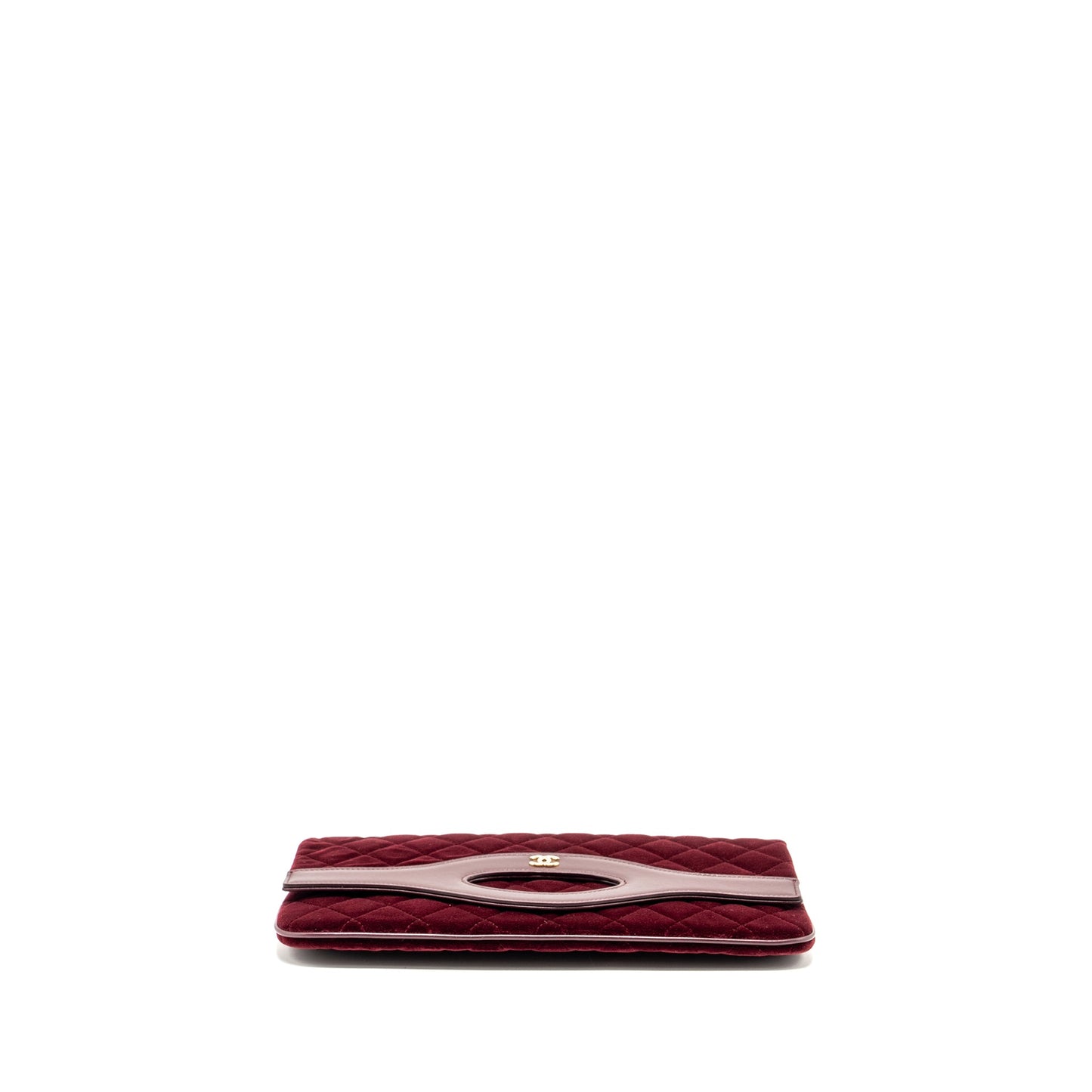 Chanel Folding Clutch Bag Velvet/Lambskin Burgundy LGHW