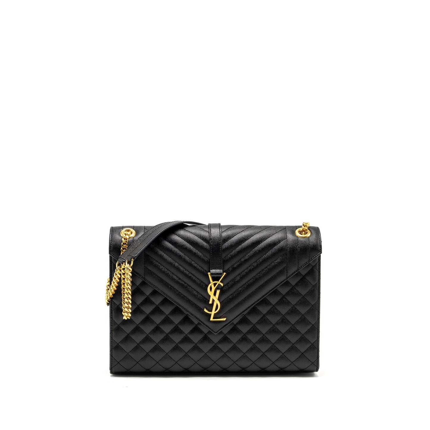 Saint Laurent Large Envelope Purse Calfskin Black