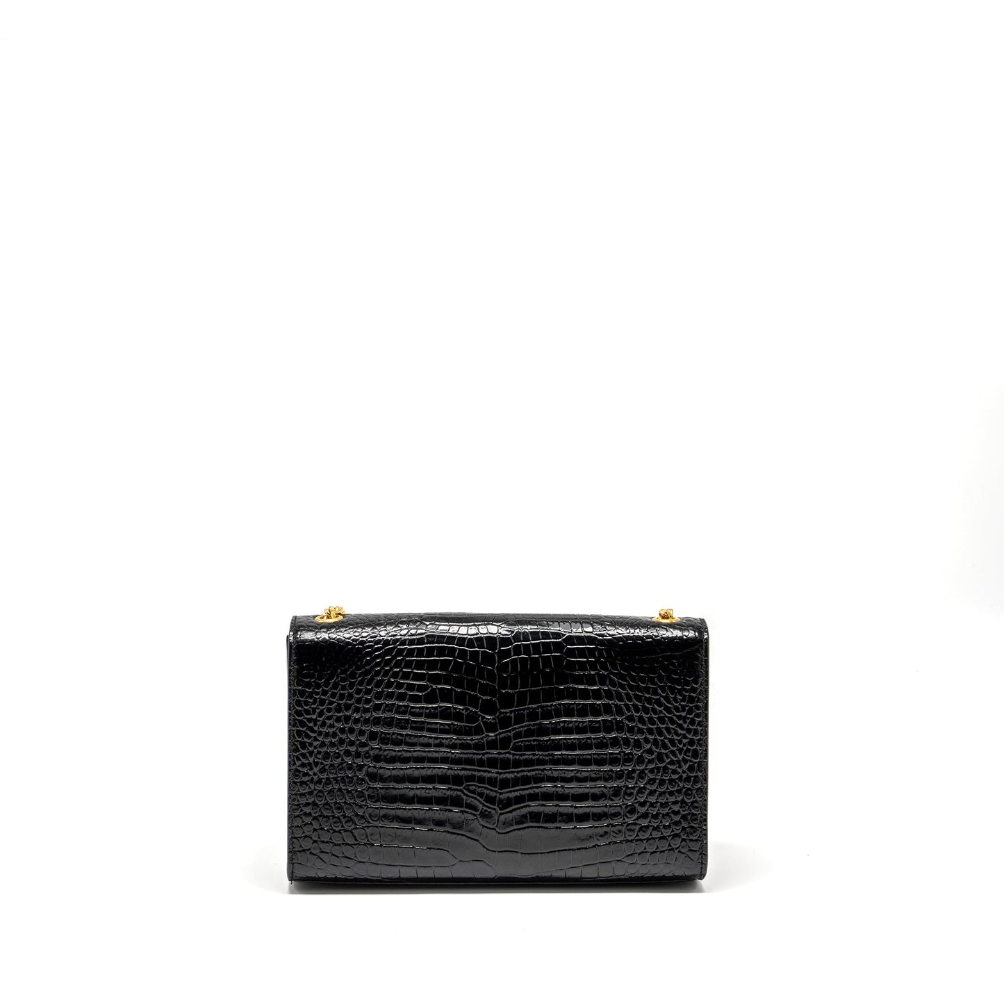 Saint Laurent/ Kate Tassel Purse Crocodile-Embossed Calfskin Black