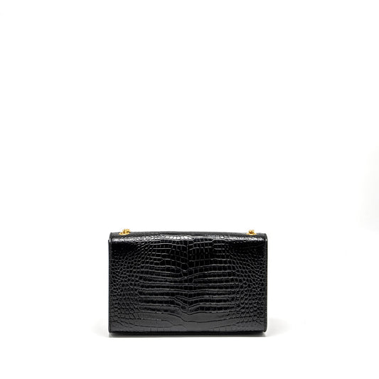 Saint Laurent/ Kate Tassel Purse Crocodile-Embossed Calfskin Black
