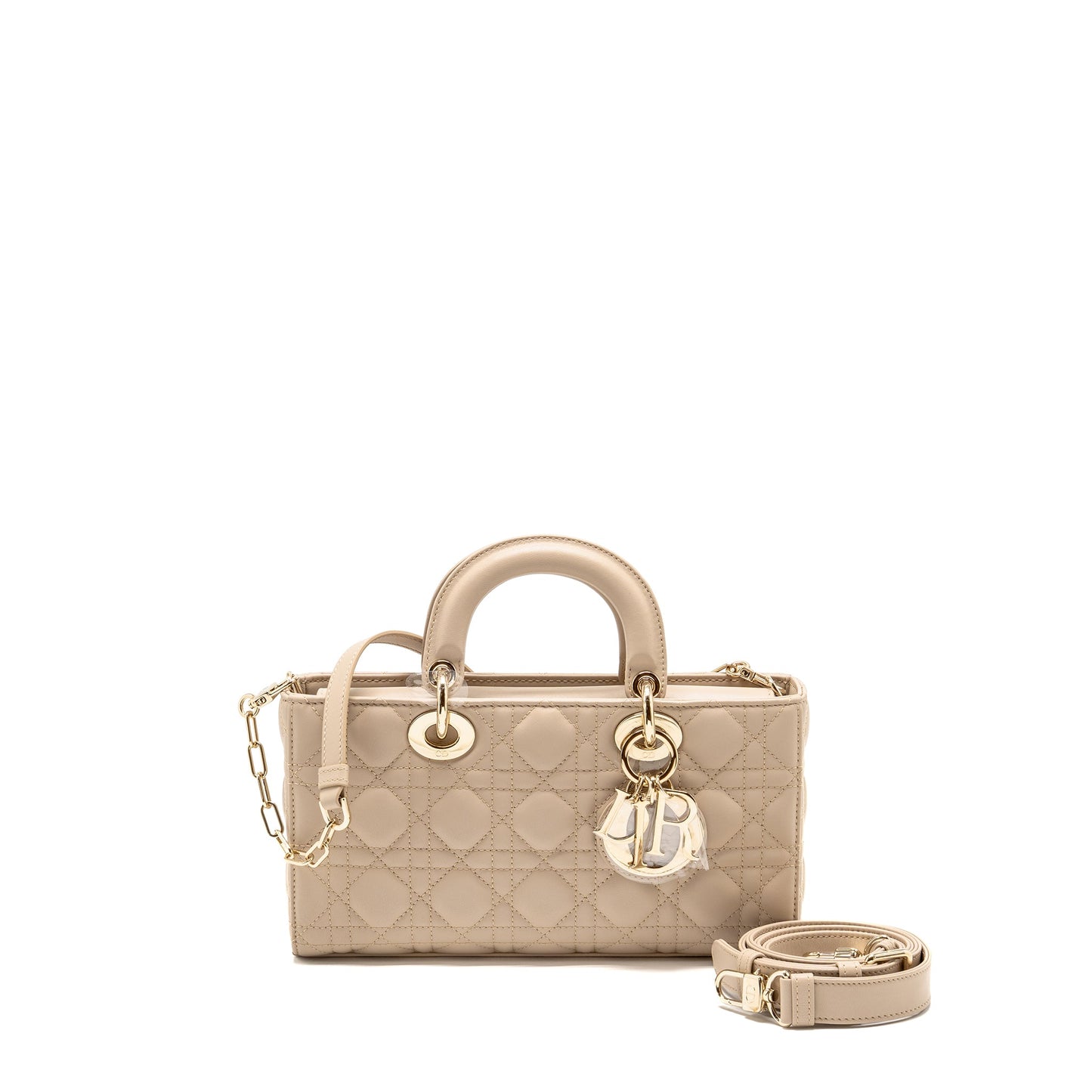 Dior Medium lady D-Joy Purse cannage lambskin powder beige