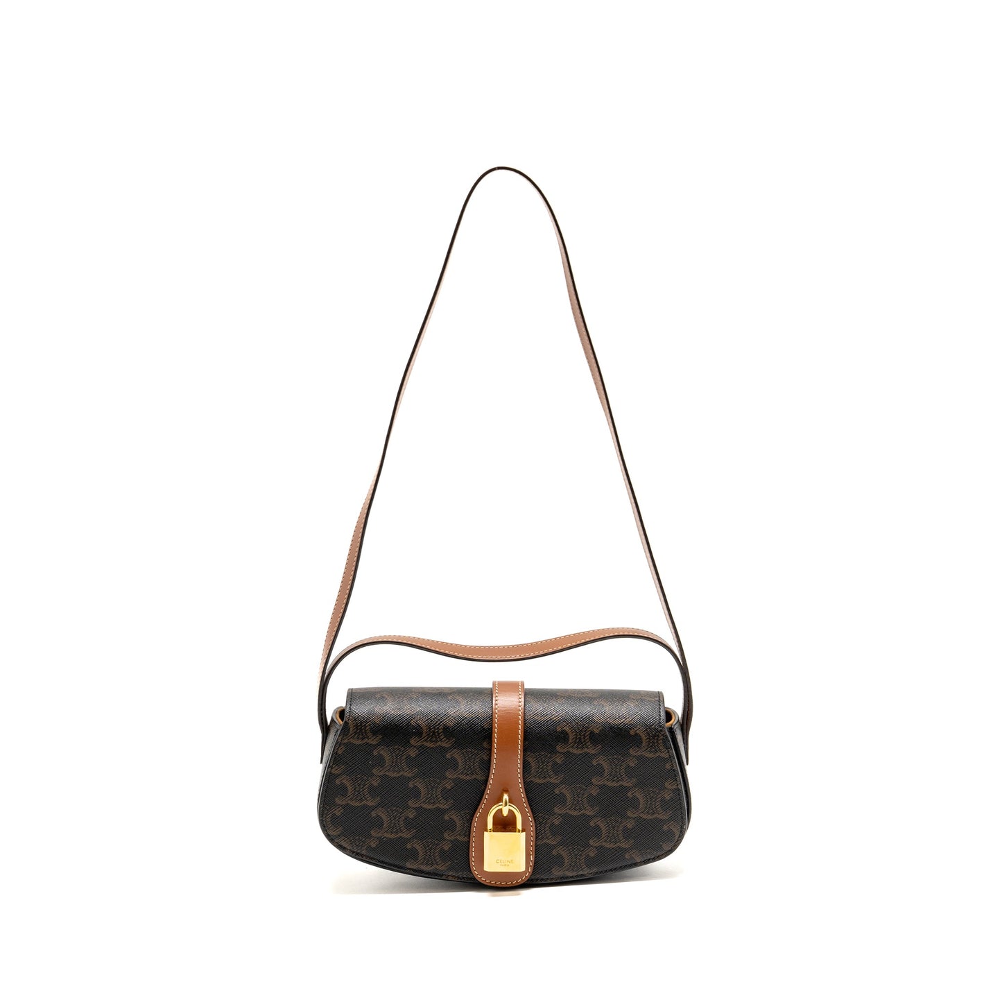 Celine Clutch On Strap Tabou Triomphe Canvas/Calfskin Tan