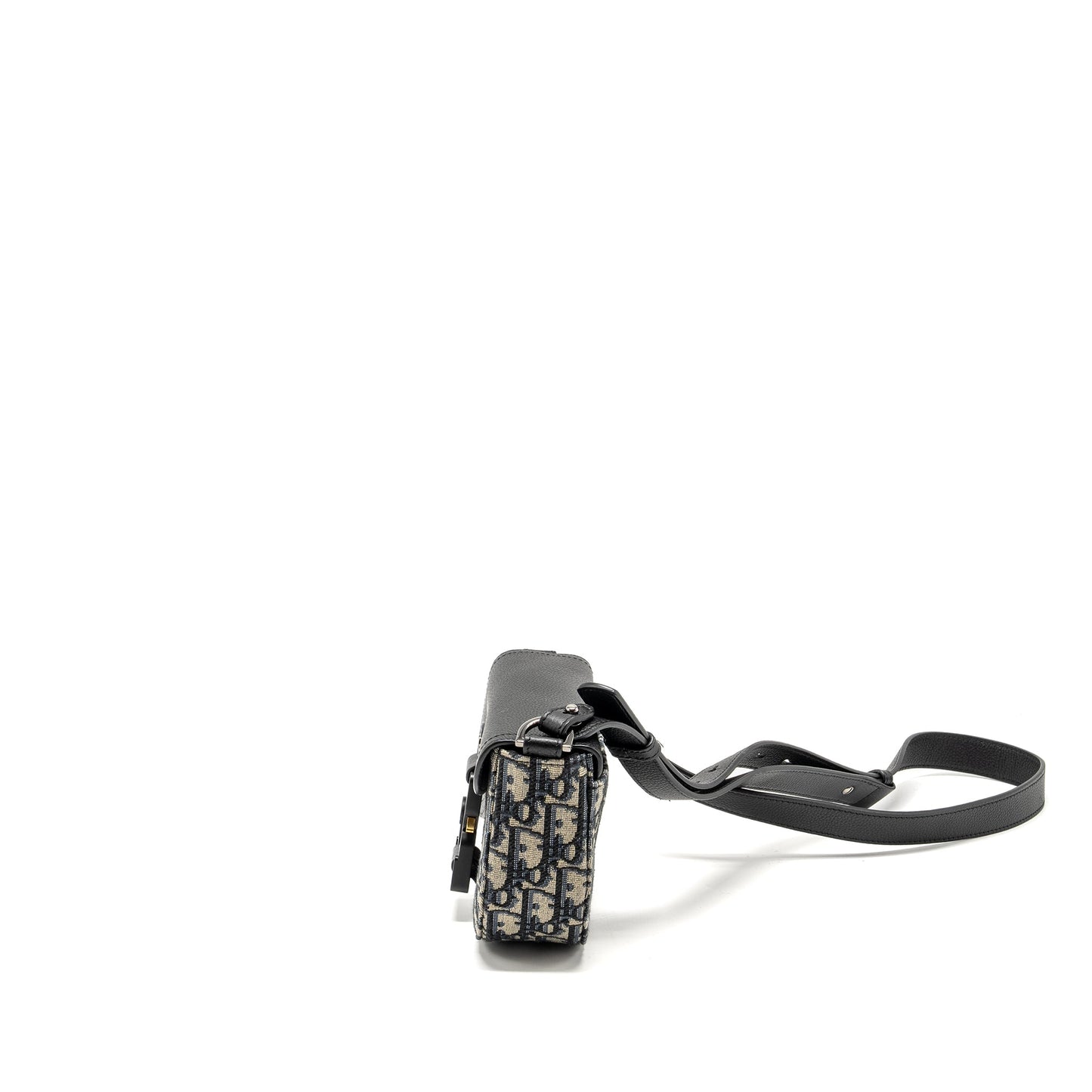 Homme Mini Saddle Messenger Purse with Flap Oblique Jacquard/Grained Calfskin Multicolour Hardware