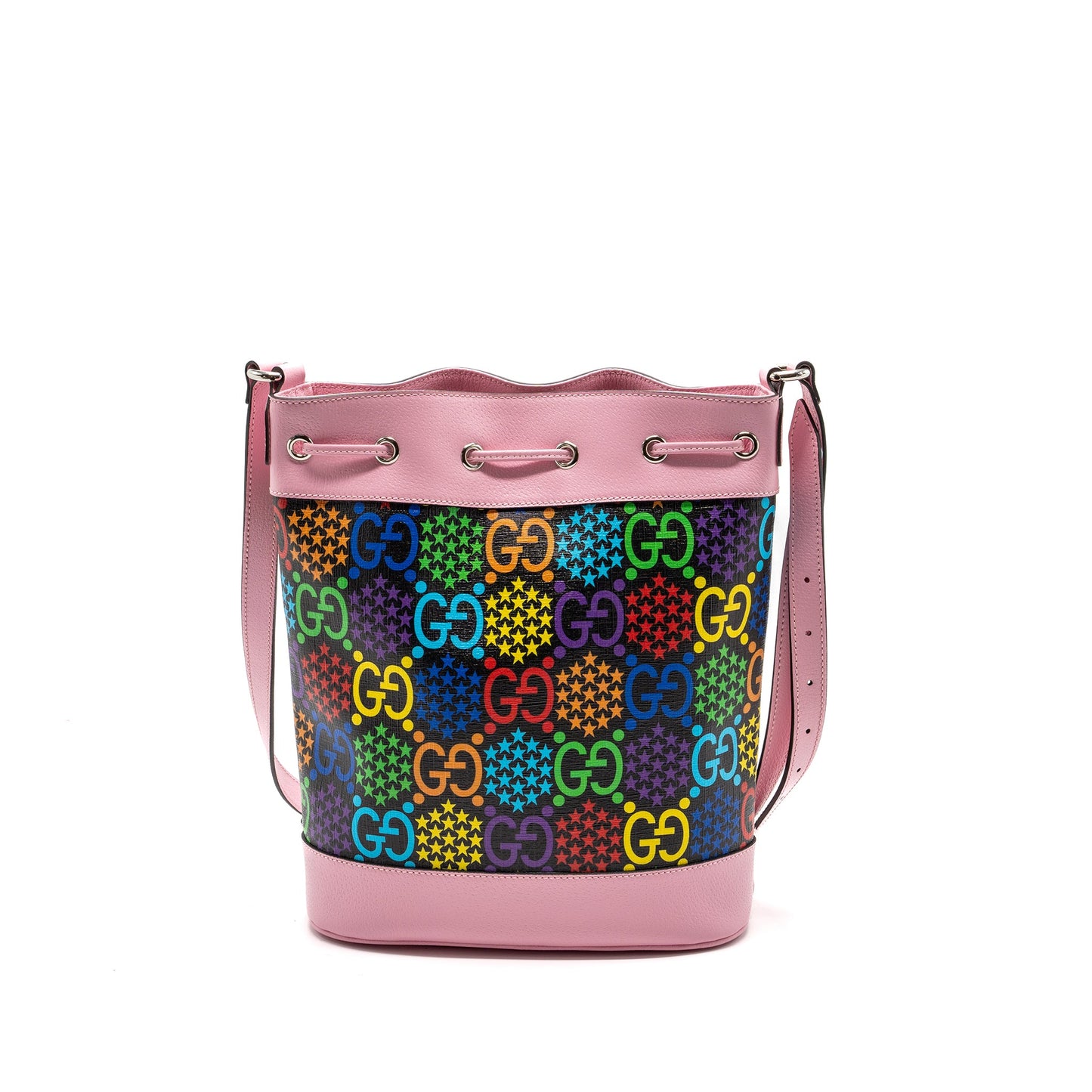 Gucci large drawstring bucket Purse multicolour black / pink