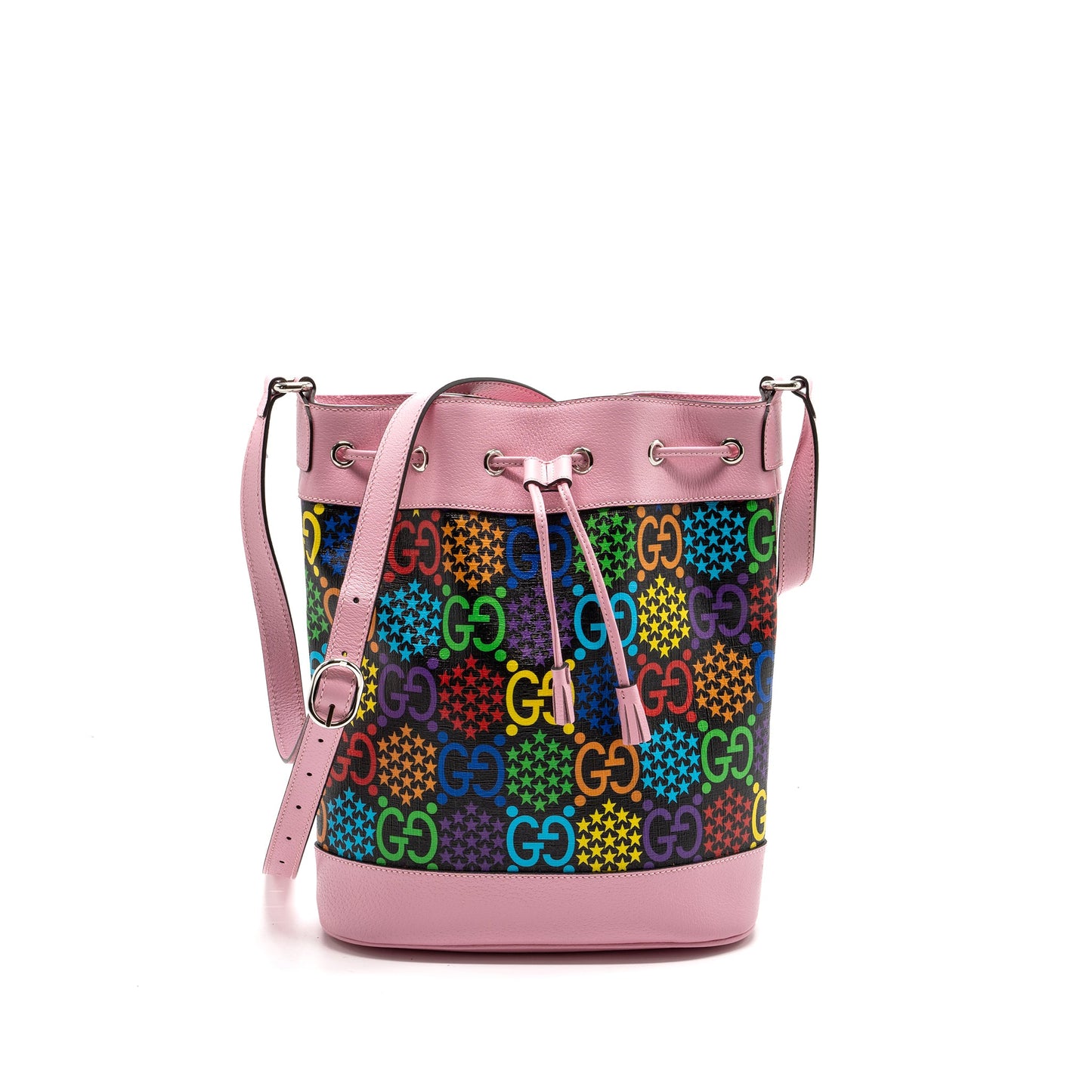 Gucci large drawstring bucket Purse multicolour black / pink