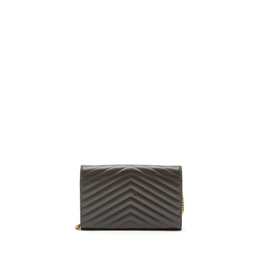 Saint Laurent/ Envelop Chain Purse Grained Calfskin Dark Green