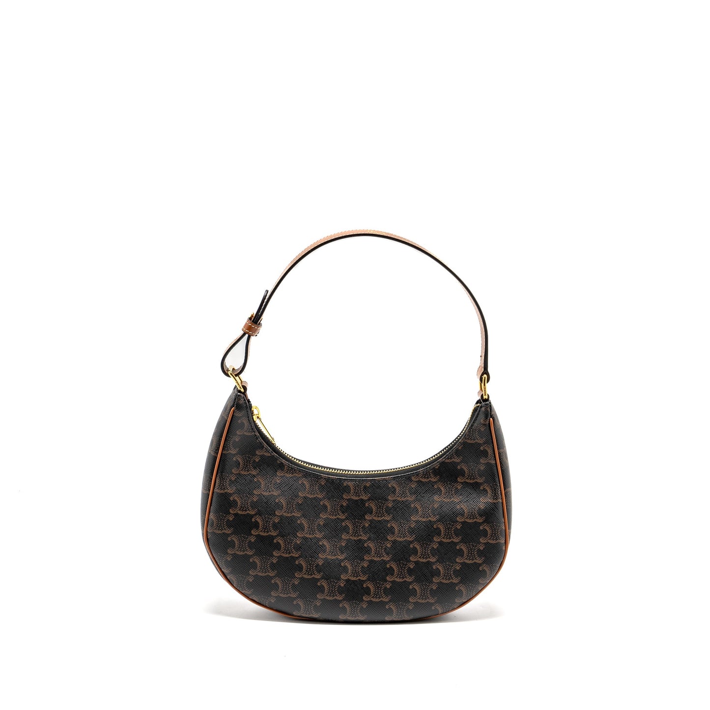 CELINE Purse Triomphe Canvas / Calfskin Tan