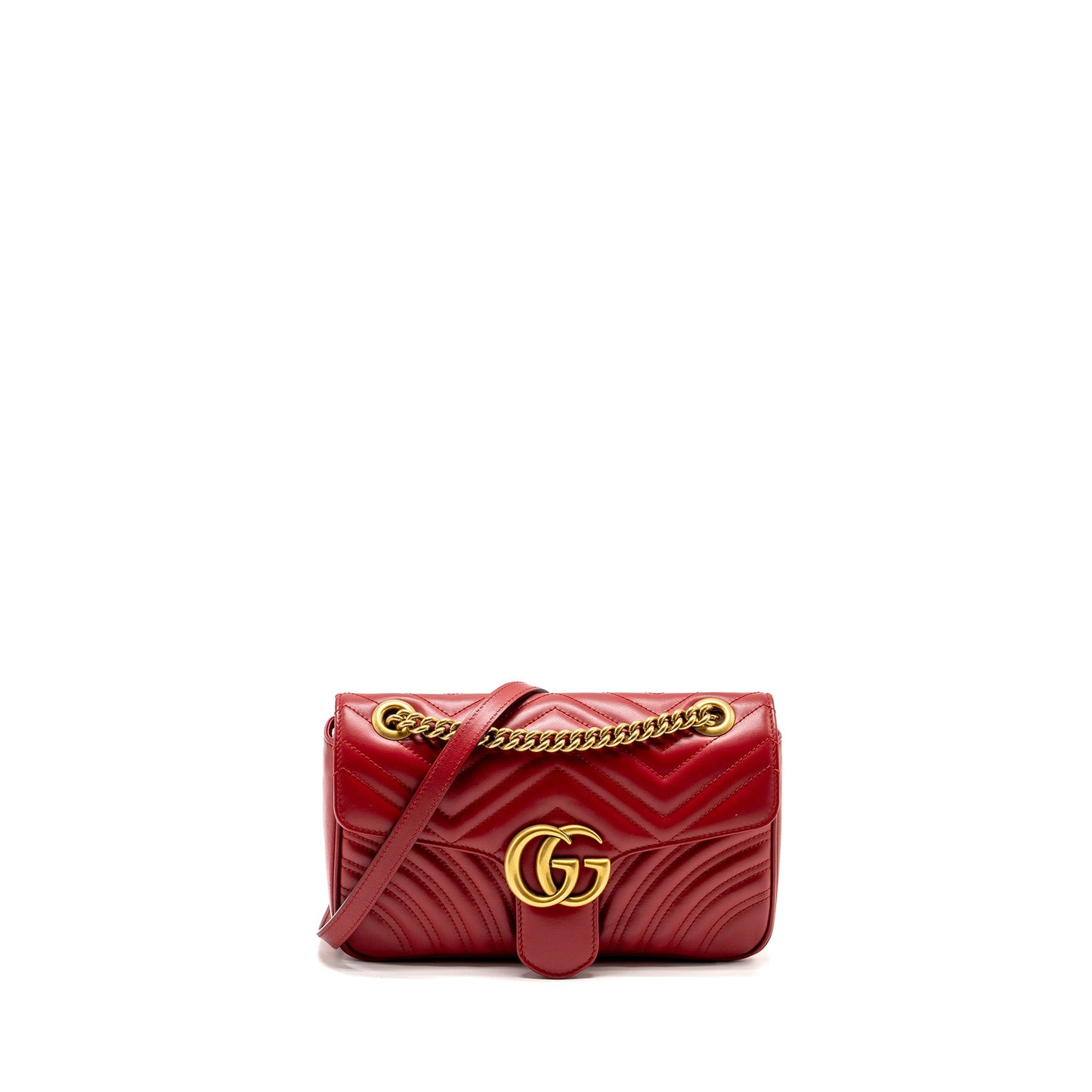 Gucci Small Marmont Purse Calfskin Red Brushed
