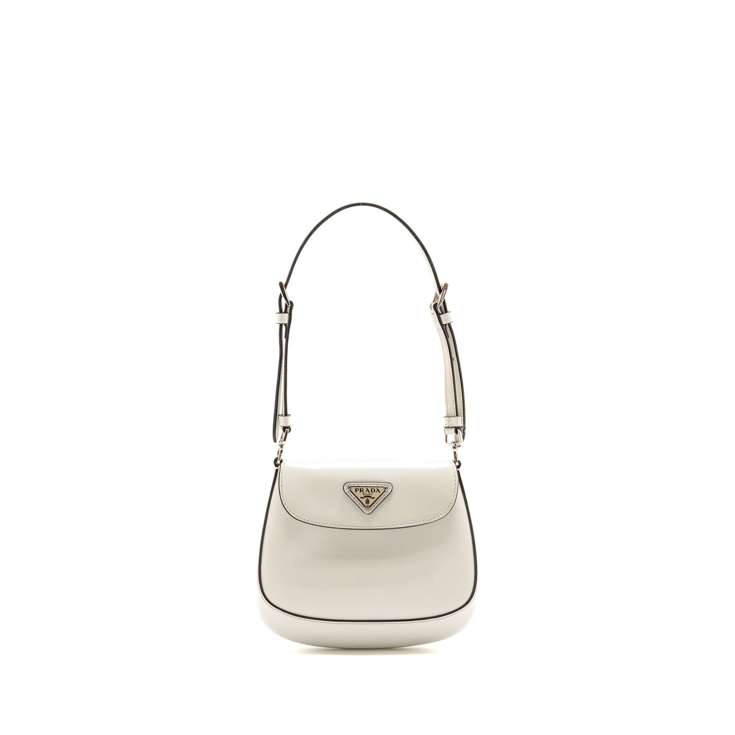 Prada Mini Cleo Mini Purse Brushed Leather White