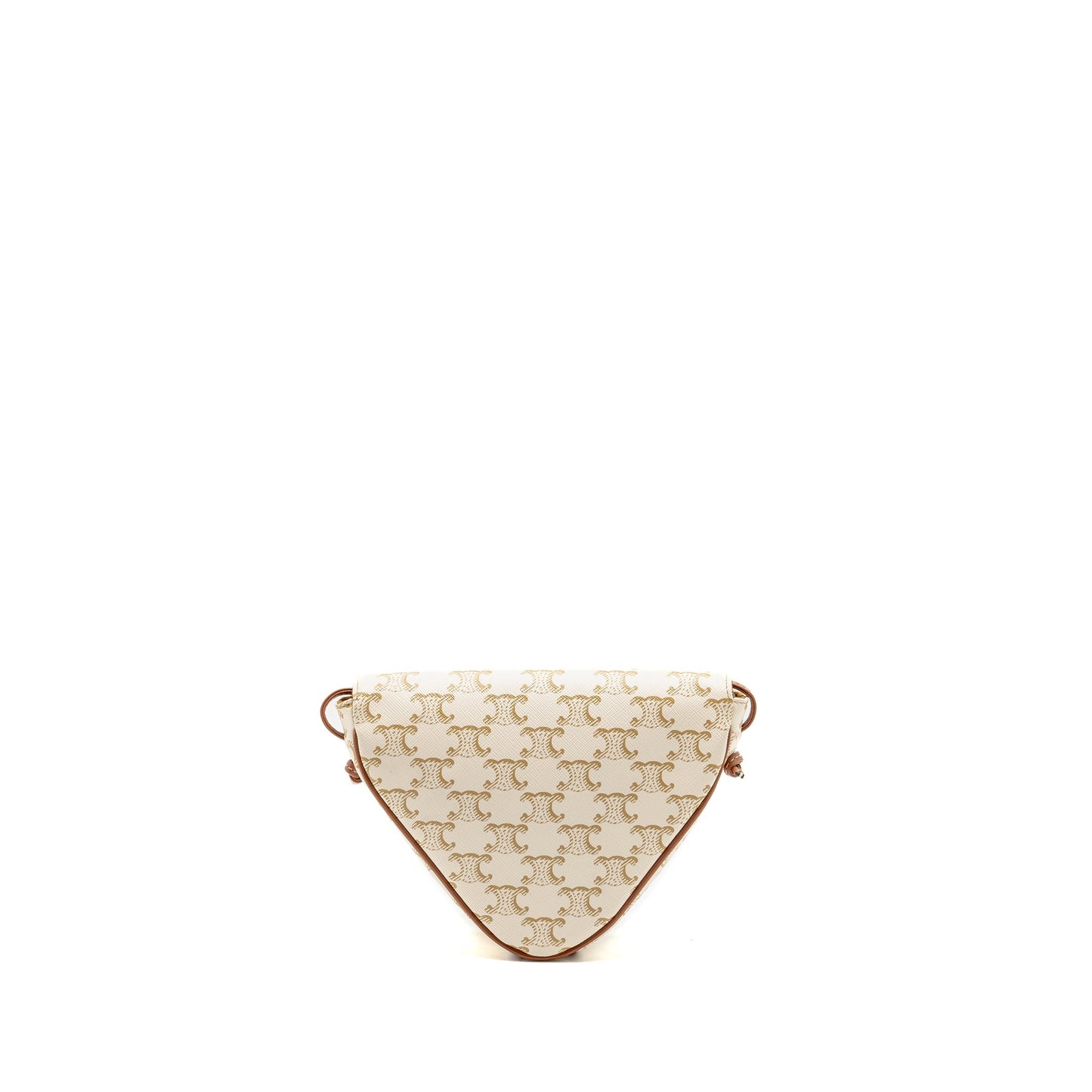 Luxury CELINE Triangle Shoulder Bag Triomphe Canvas White/Tan