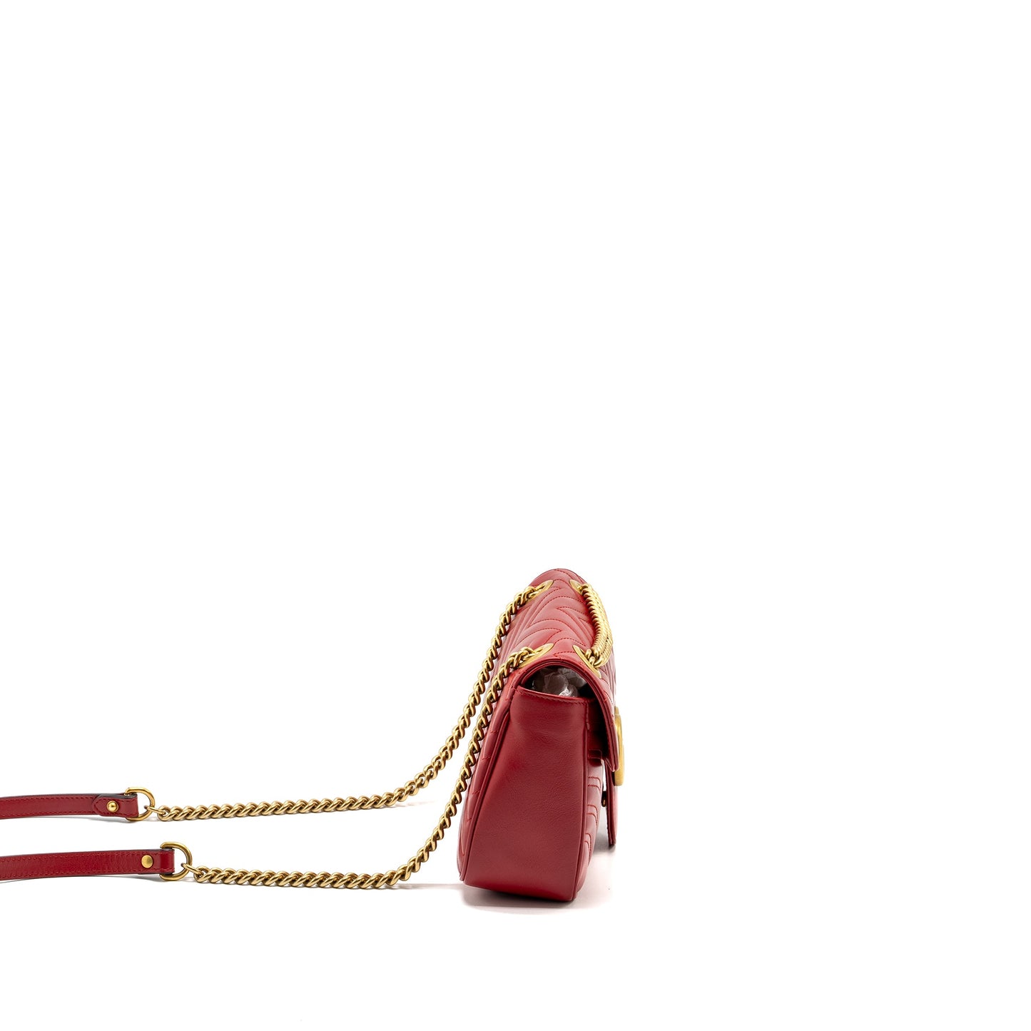 Gucci Small Marmont Purse Calfskin Red Brushed
