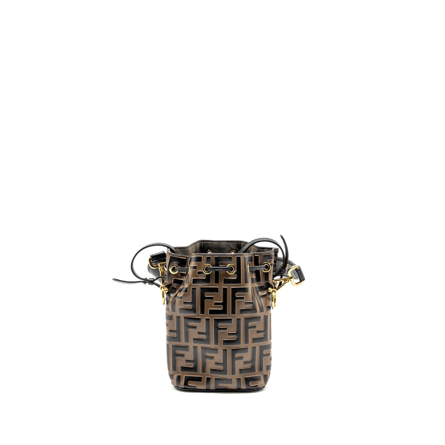 Fendi Mini Mon Tresor Bucket Purse Calfskin Brown/Black