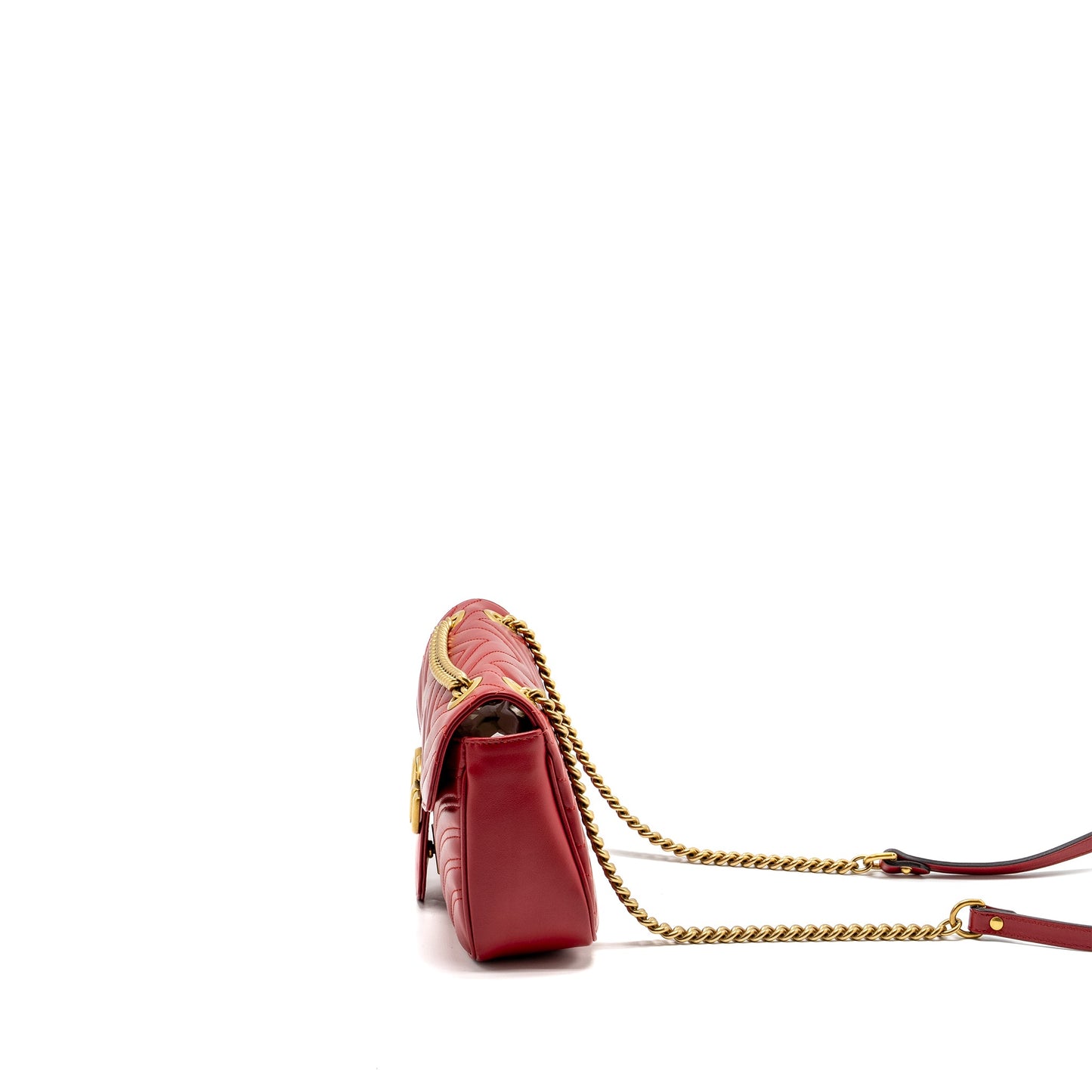 Gucci Small Marmont Purse Calfskin Red Brushed