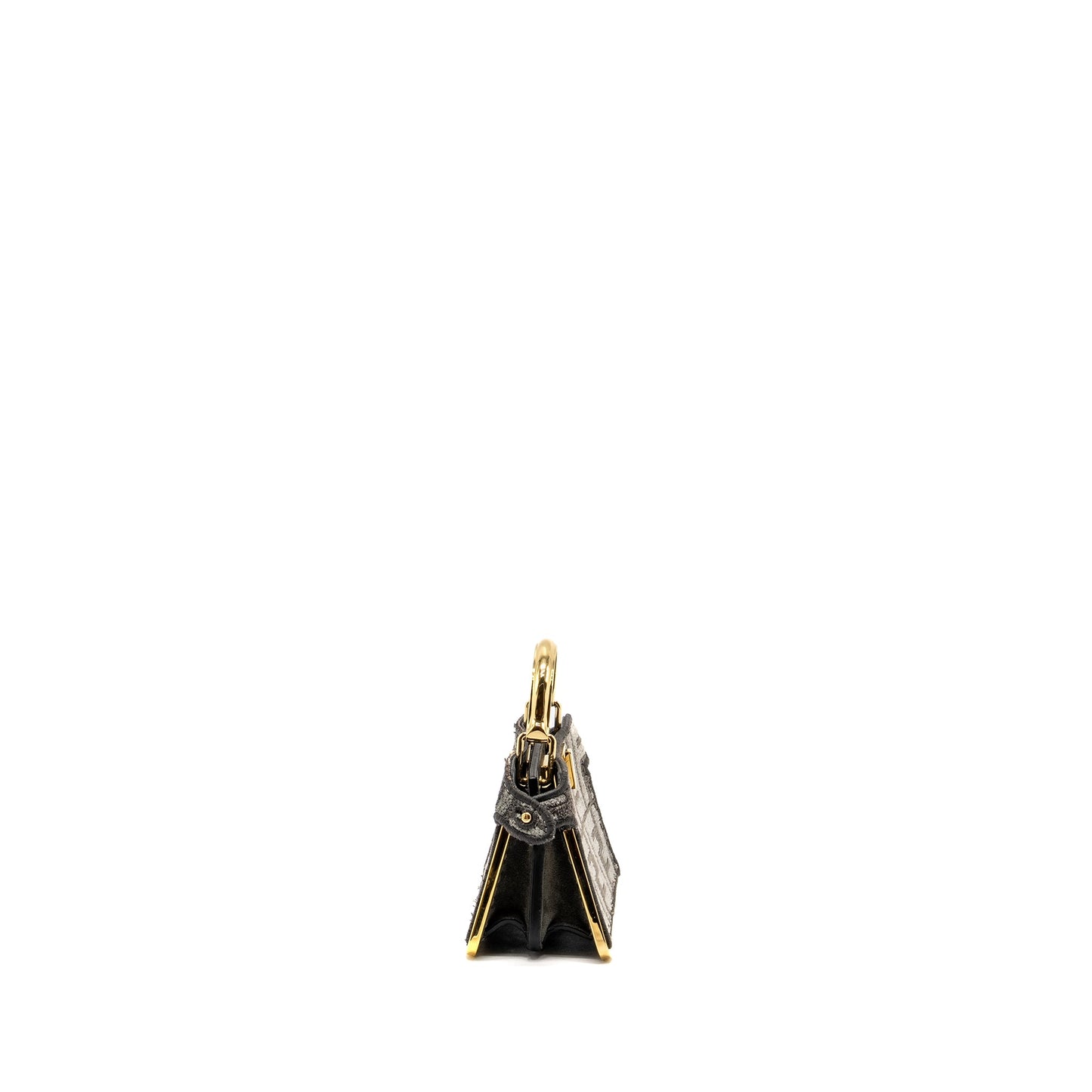 Fendi Nano Peekaboo Purse Fabric Dark Grey