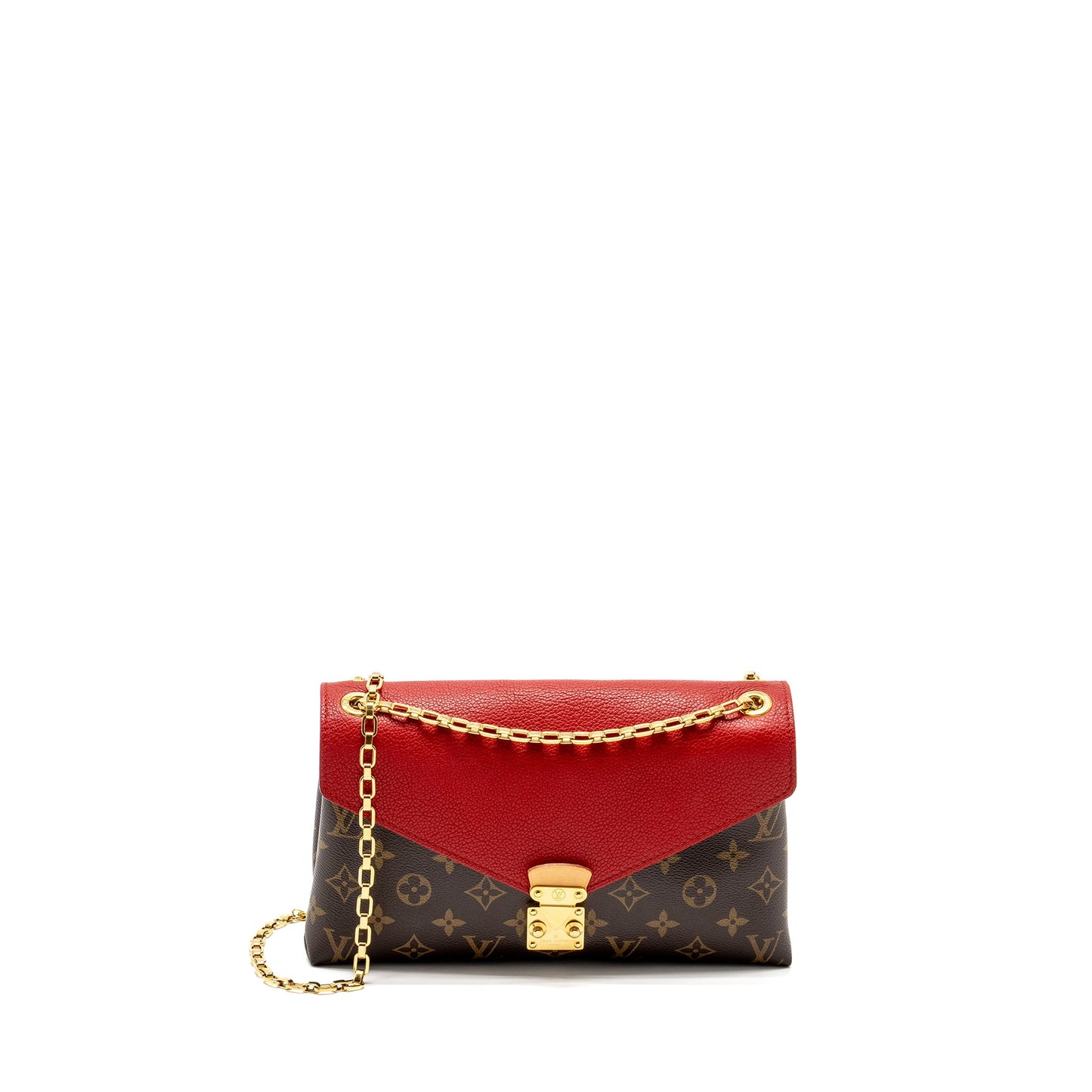 Louis Vuitton Pallas Chain Purse Monogram Canvas/Leather Red