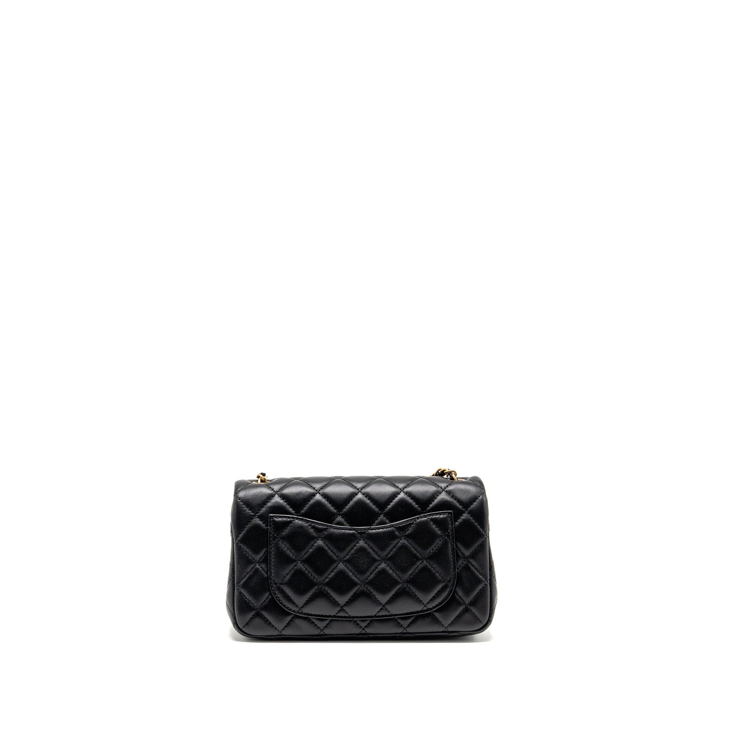 CHANEL Pearl Crush Mini Rectangular Flap Bag Lambskin Black GHW (Microchip)