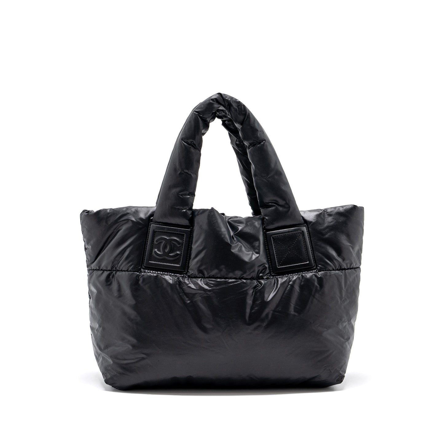 Chanel small puffy Down tote bag nylon black SHW