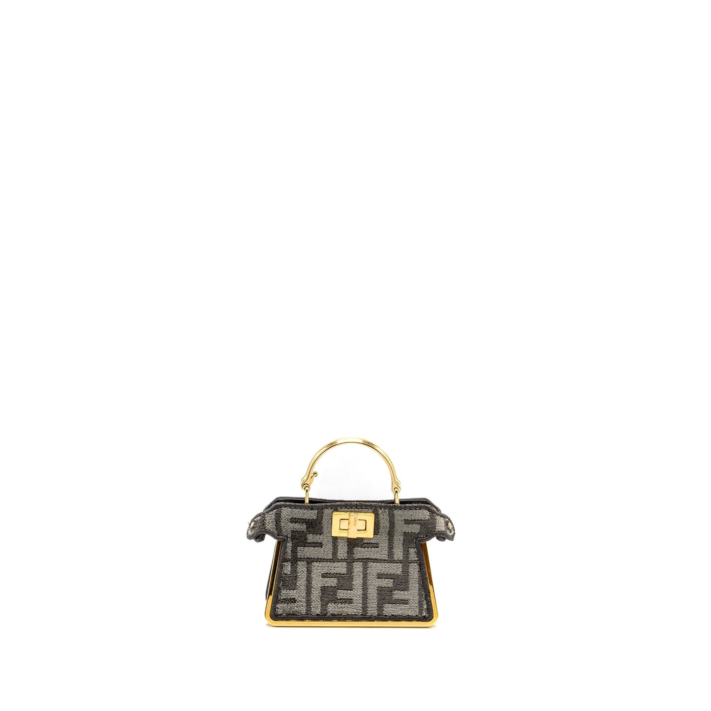 Fendi Nano Peekaboo Purse Fabric Dark Grey