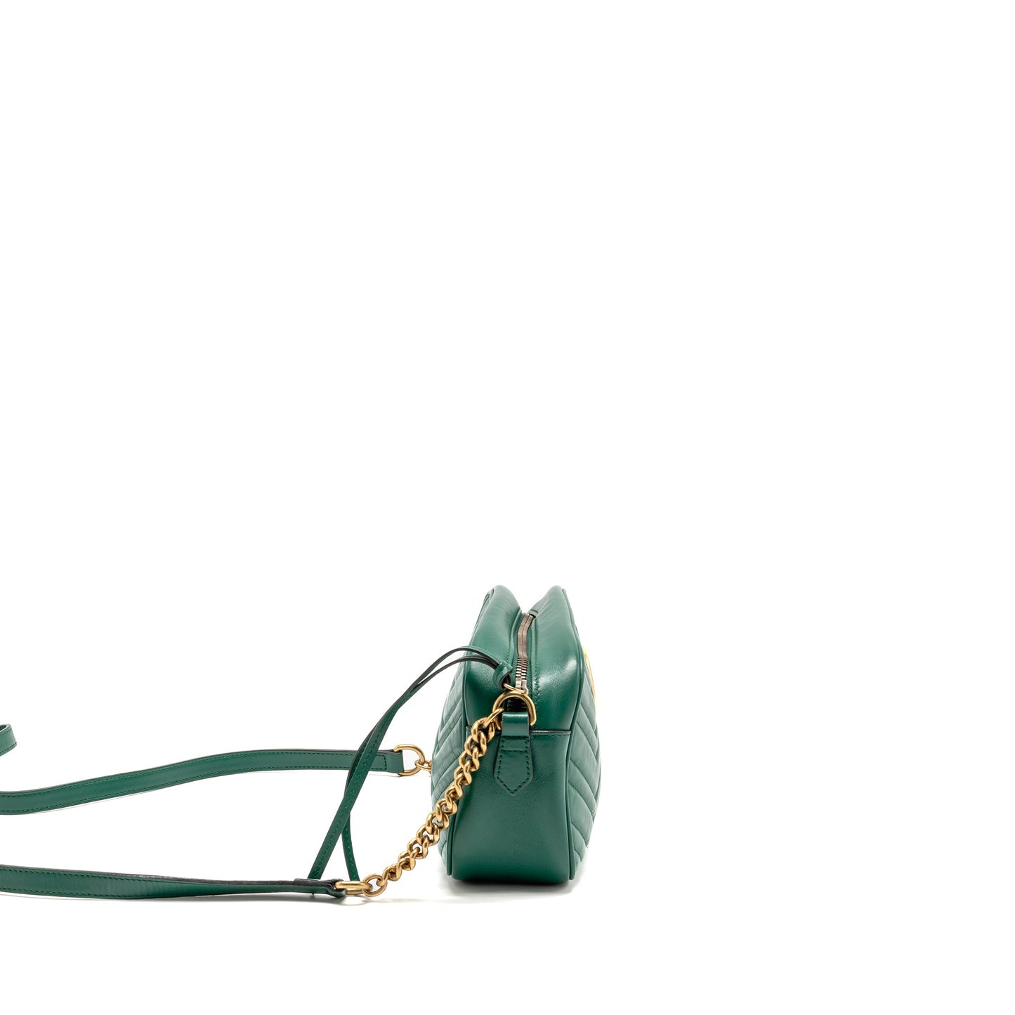 GUCCI Small Marmont Crossbody Camera Purse Calfskin Green