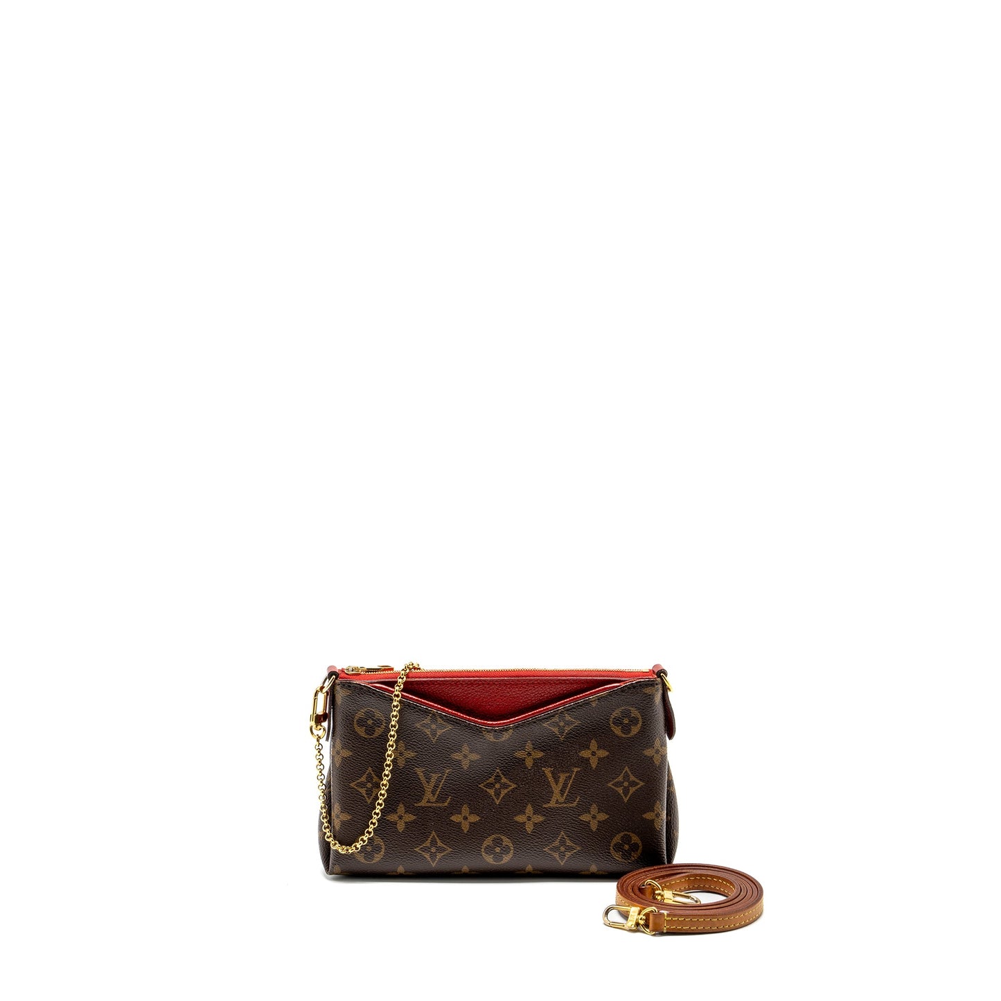 Louis Vuitton Pallas Clutch Monogram 2 Way Mini Purse Monogram Canvas/Leather Cerise