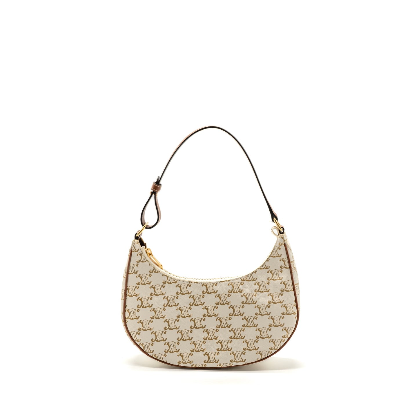 Celine Ava Purse Triomphe Canvas/ Calfskin White