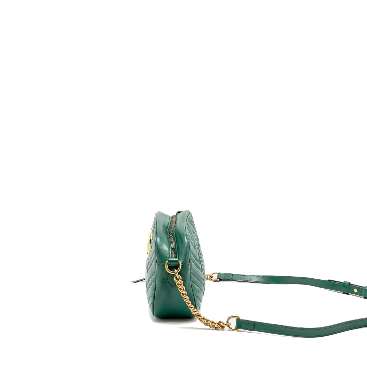 GUCCI Small Marmont Crossbody Camera Purse Calfskin Green