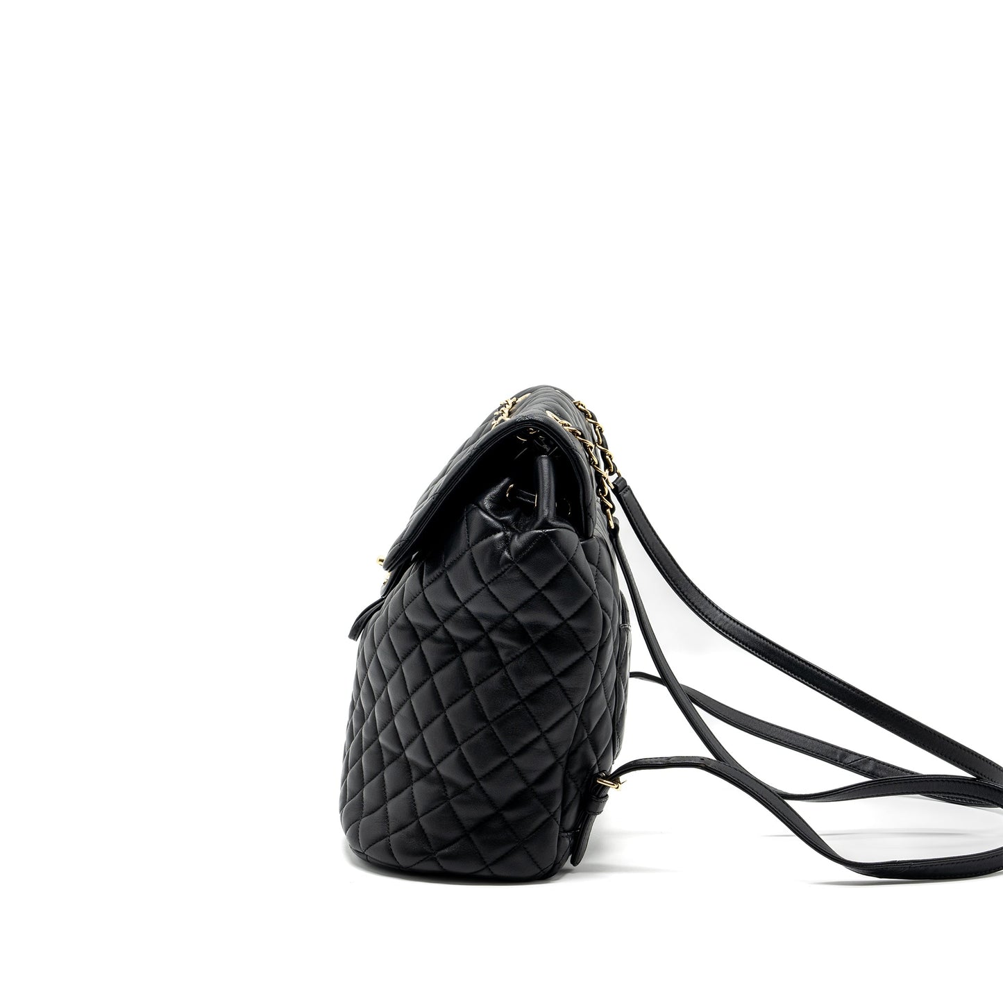 Chanel quilted flap backpack lambskin black GHW